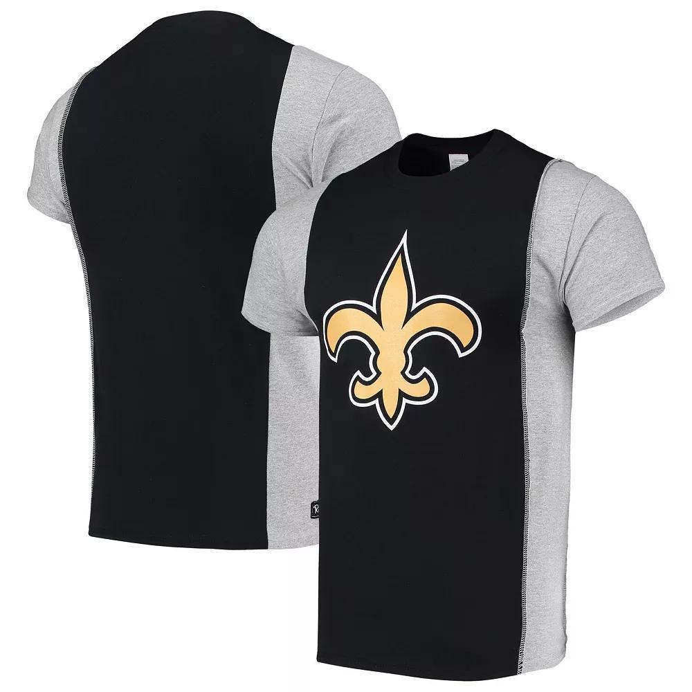 Men's Refried Apparel Black/Gray New Orleans Saints Sustainable Upcycled Split T-Shirt, Size: 2XL Product Image