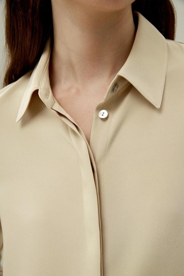 Graceful Button Up Silk Blouse Product Image