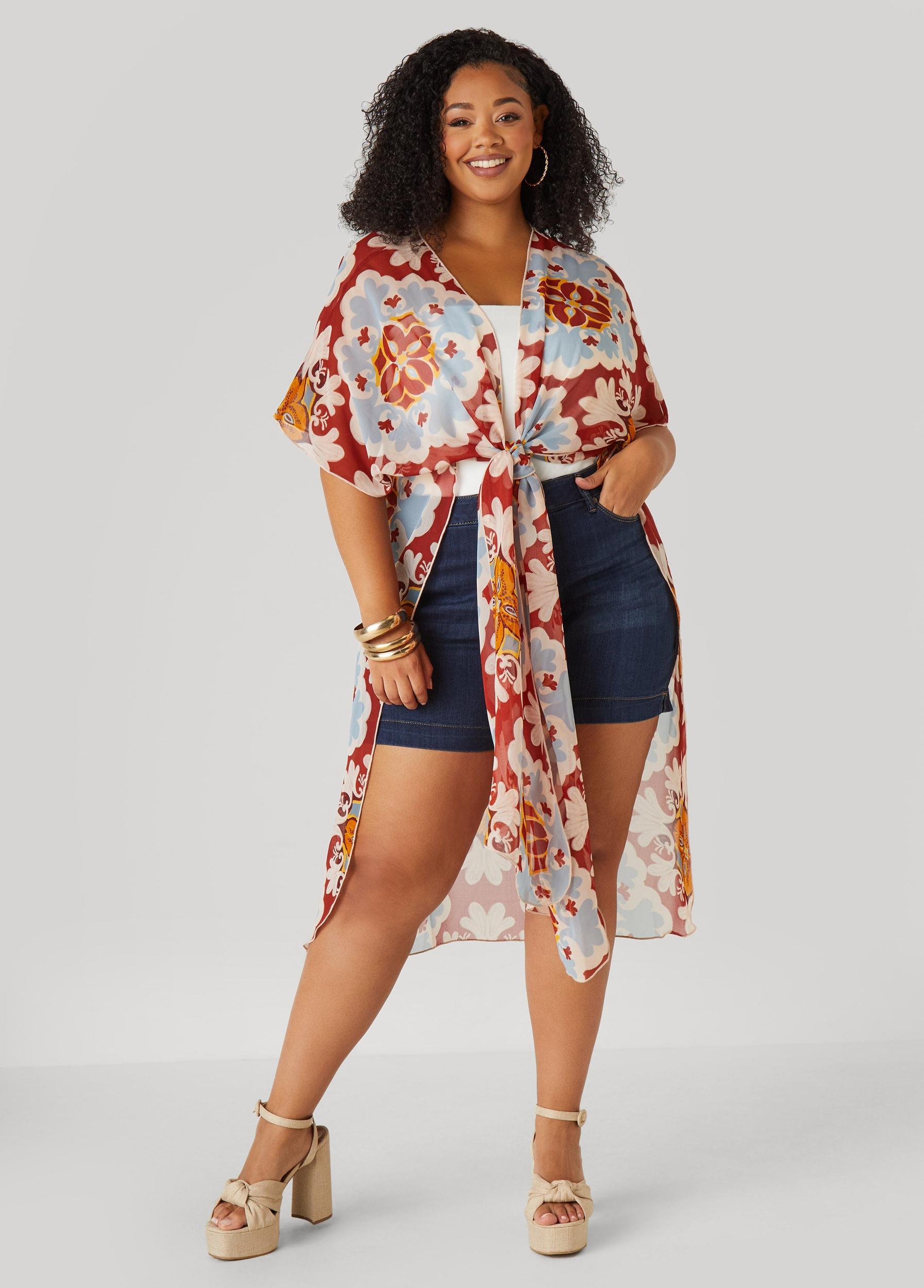 Scarf Print Chiffon Duster Product Image