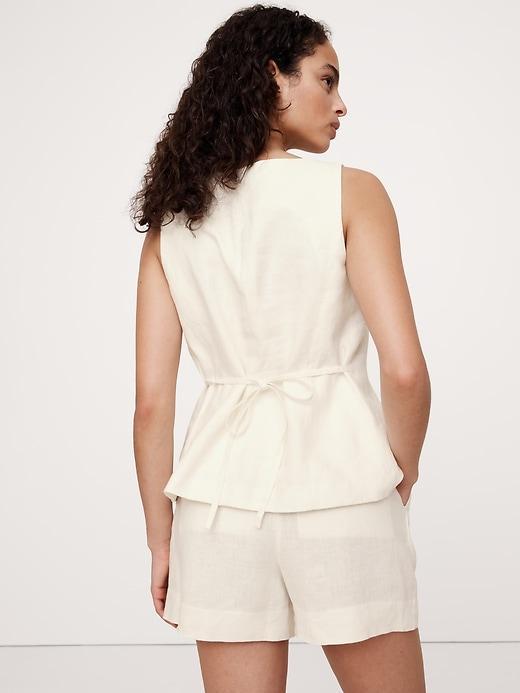 Linen Square-Neck Long Vest Product Image