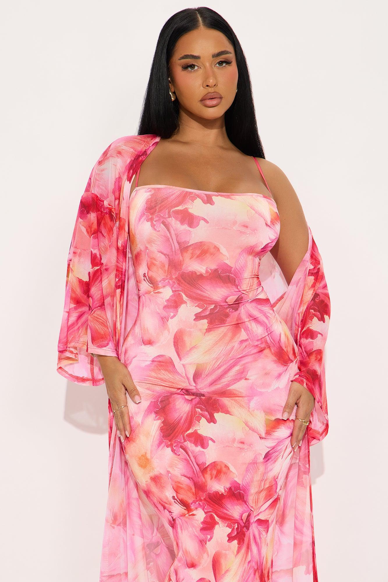 Nathalia Floral Maxi Dress Set - Pink/combo Product Image