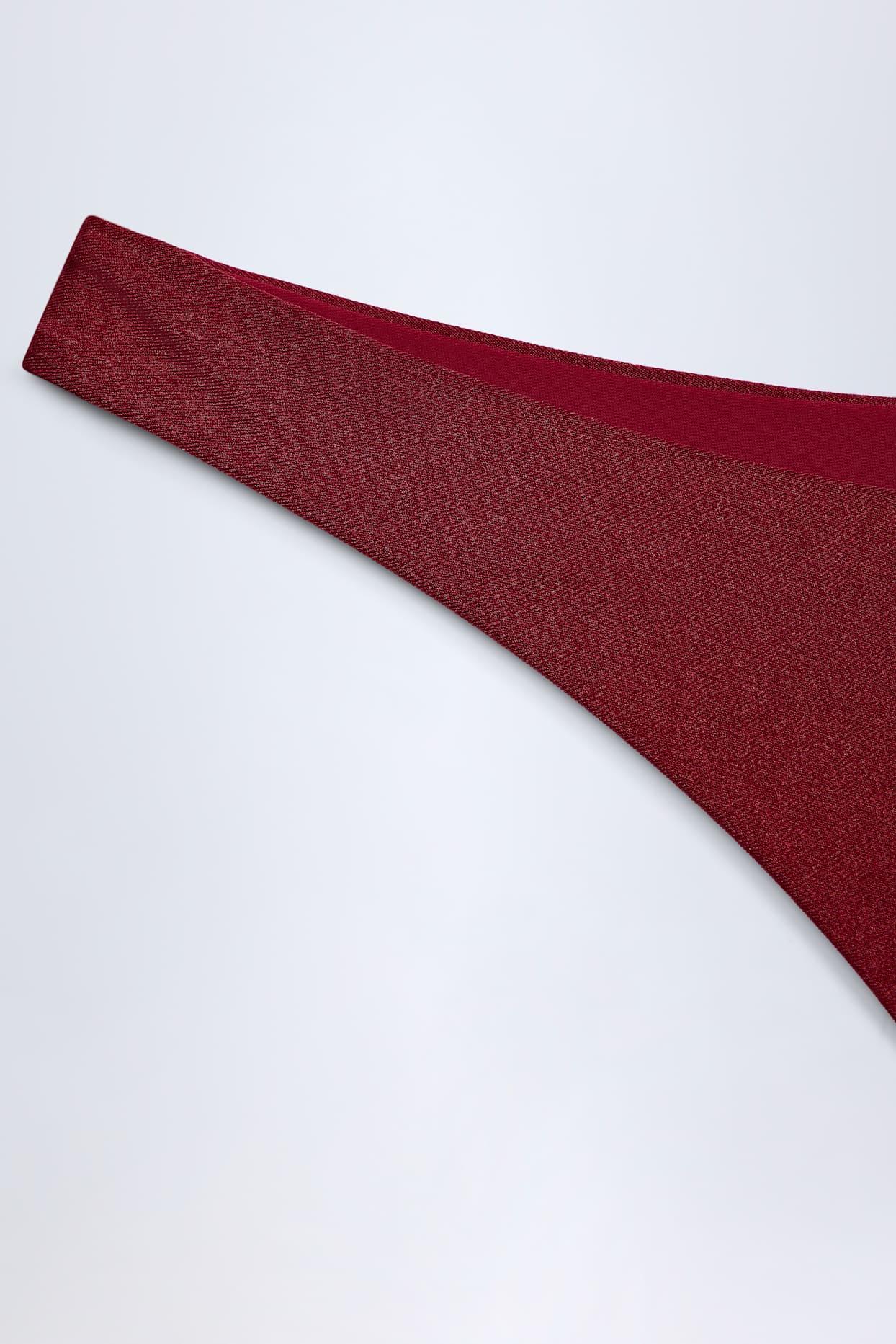 Bead-Embellished Cut-Out Bandeau Swimsuit in Dark Cherry Product Image