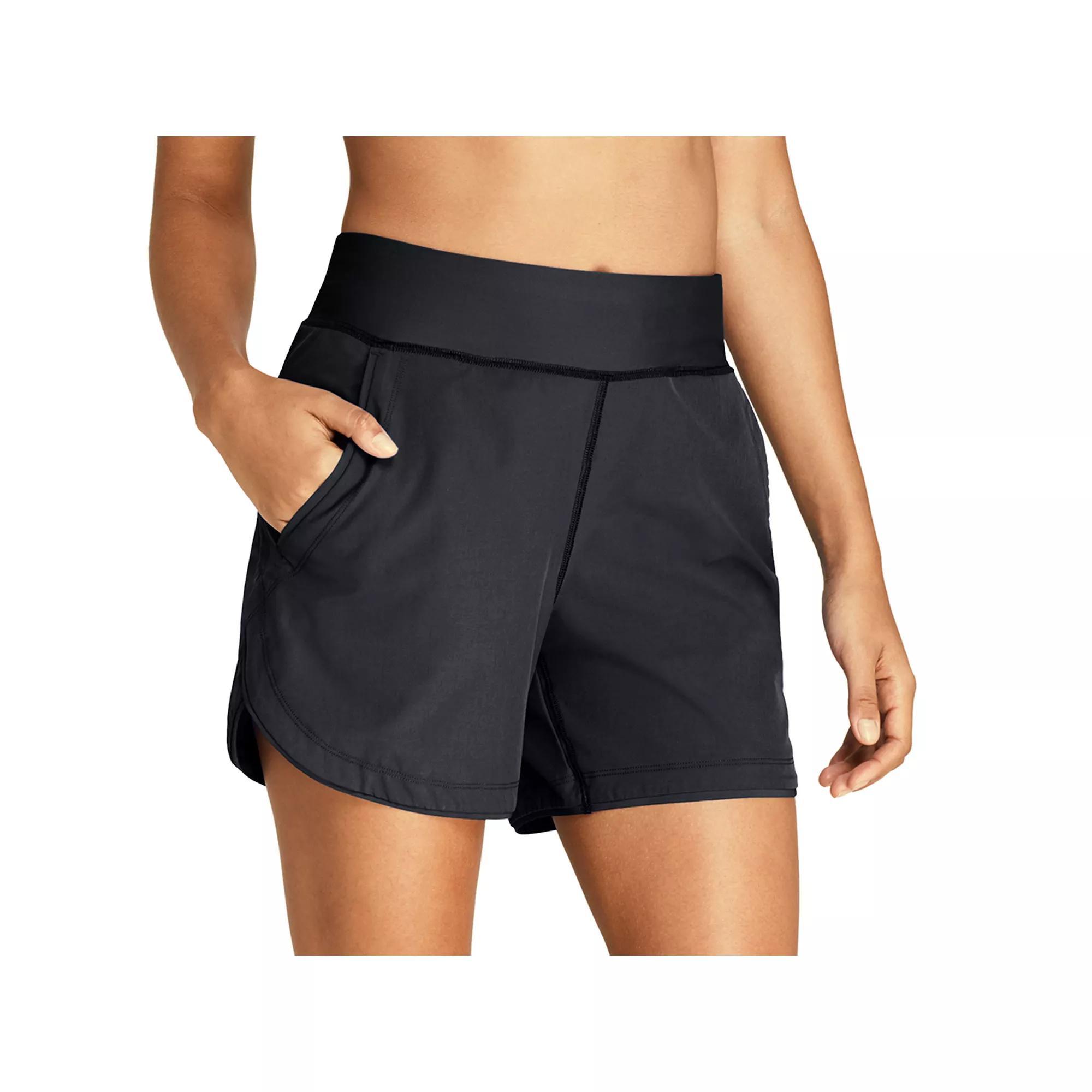 Women's Lands' End 5" Quick Dry Board Shorts Swim Cover-up, Size: 6, Black Product Image