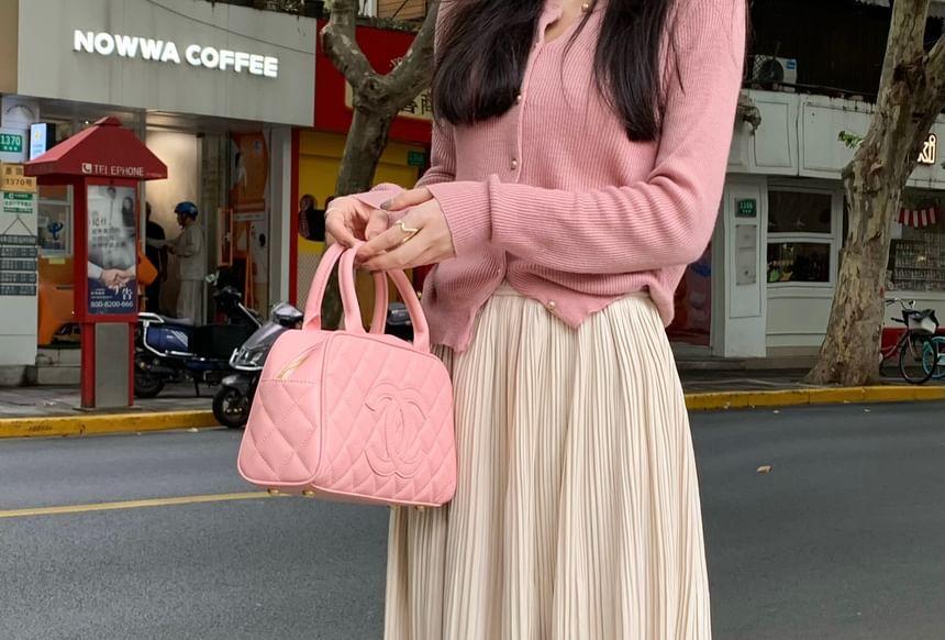 High Rise Plain Shirred Midi A-Line Skirt Product Image
