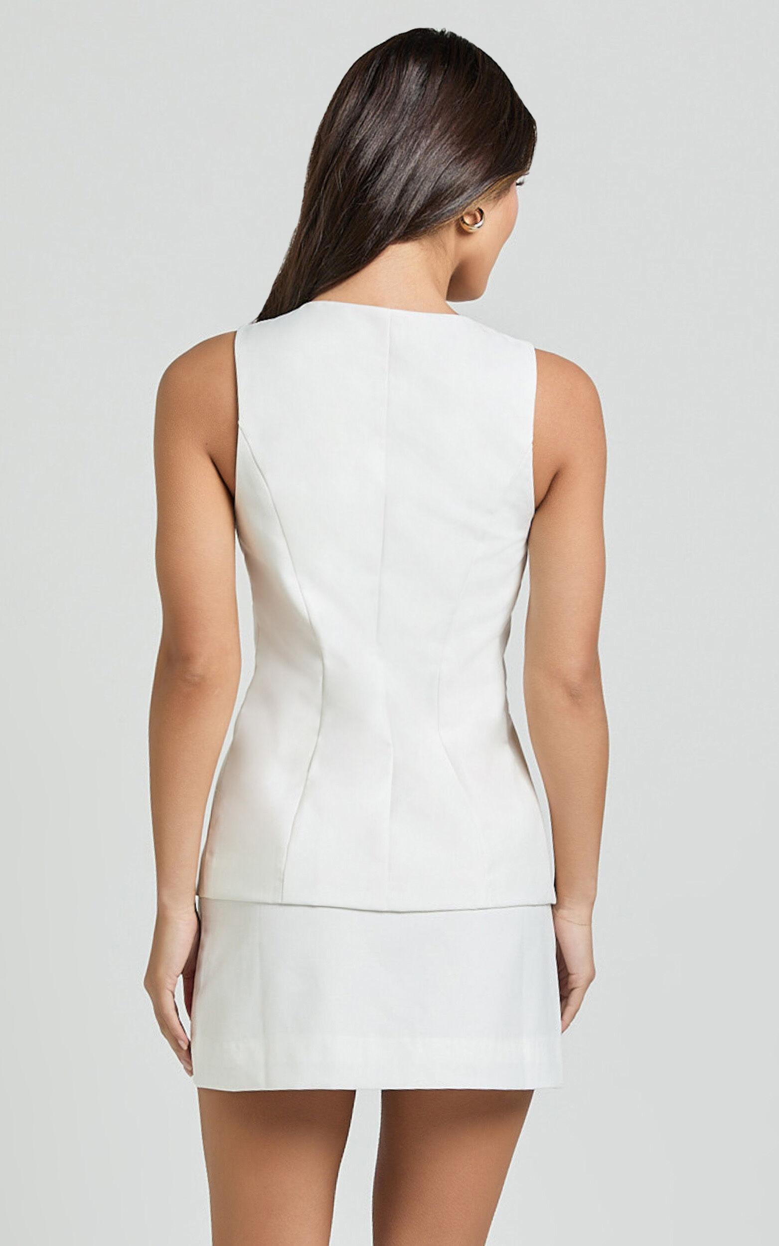 Desi Mini Skirt - Tailored Mid Waisted Skirt in Warm White Product Image