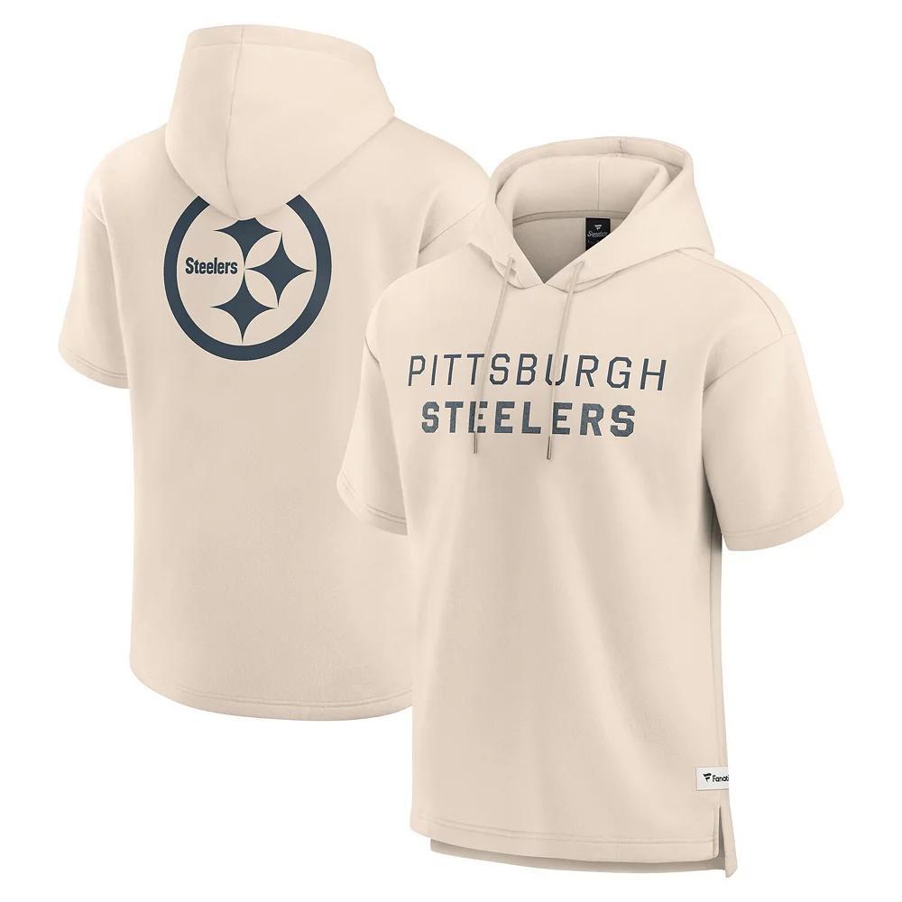 Men's Fanatics Cream Pittsburgh Steelers Elements Future Ground Lettering Short Sleeve Pullover Hoodie, Size: XL, Beige Product Image