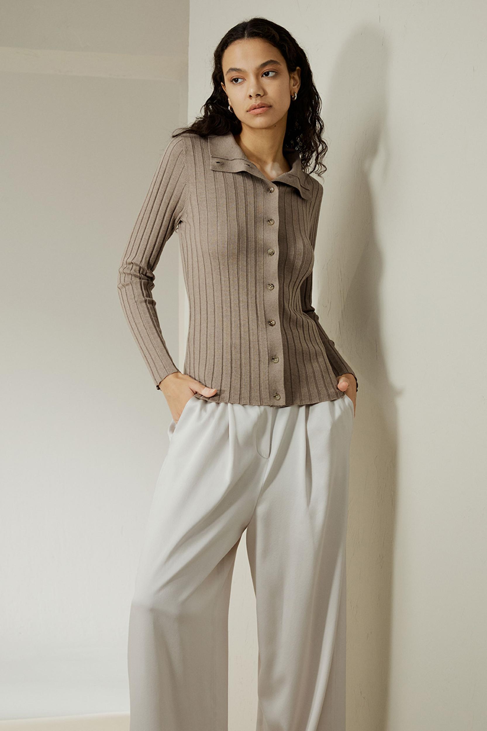 Ribbed Silk-Cashmere Blend Cardigan Product Image
