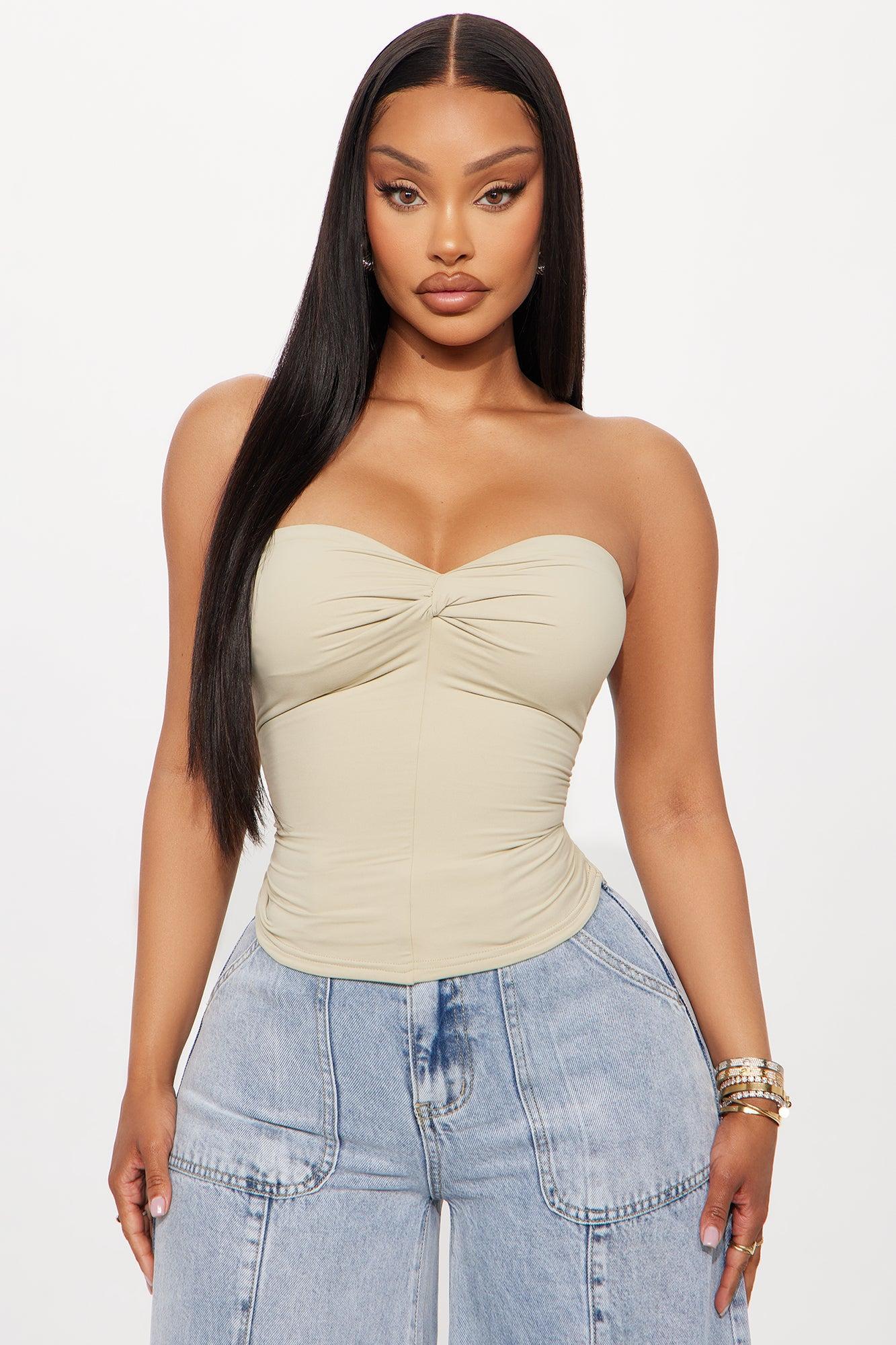 Second Skin Twist Tube Top - Stone Product Image