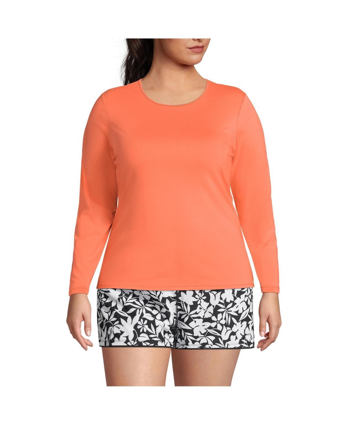 Plus Size Lands' End UPF 50 Long Sleeve Rash Guard, Women's, Size: 2XL, Blue Mini Stripe Product Image