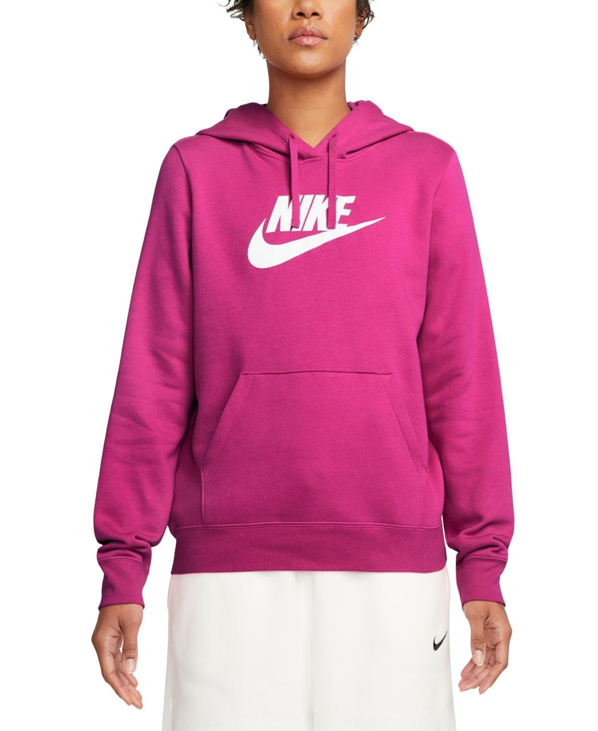 Women's Nike Sportswear Club Large Logo Fleece Hoodie, Size: Small, Birch Grey Product Image
