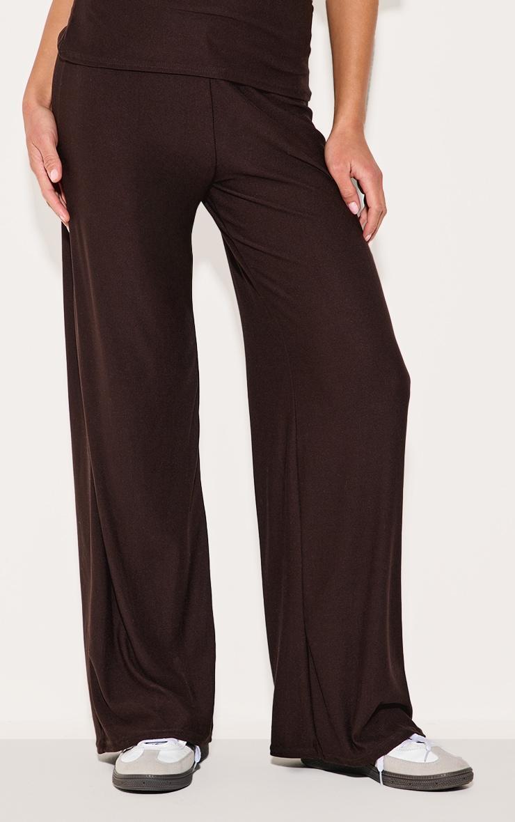 Chocolate Soft Touch Mid Rise Wide Leg Pants Product Image