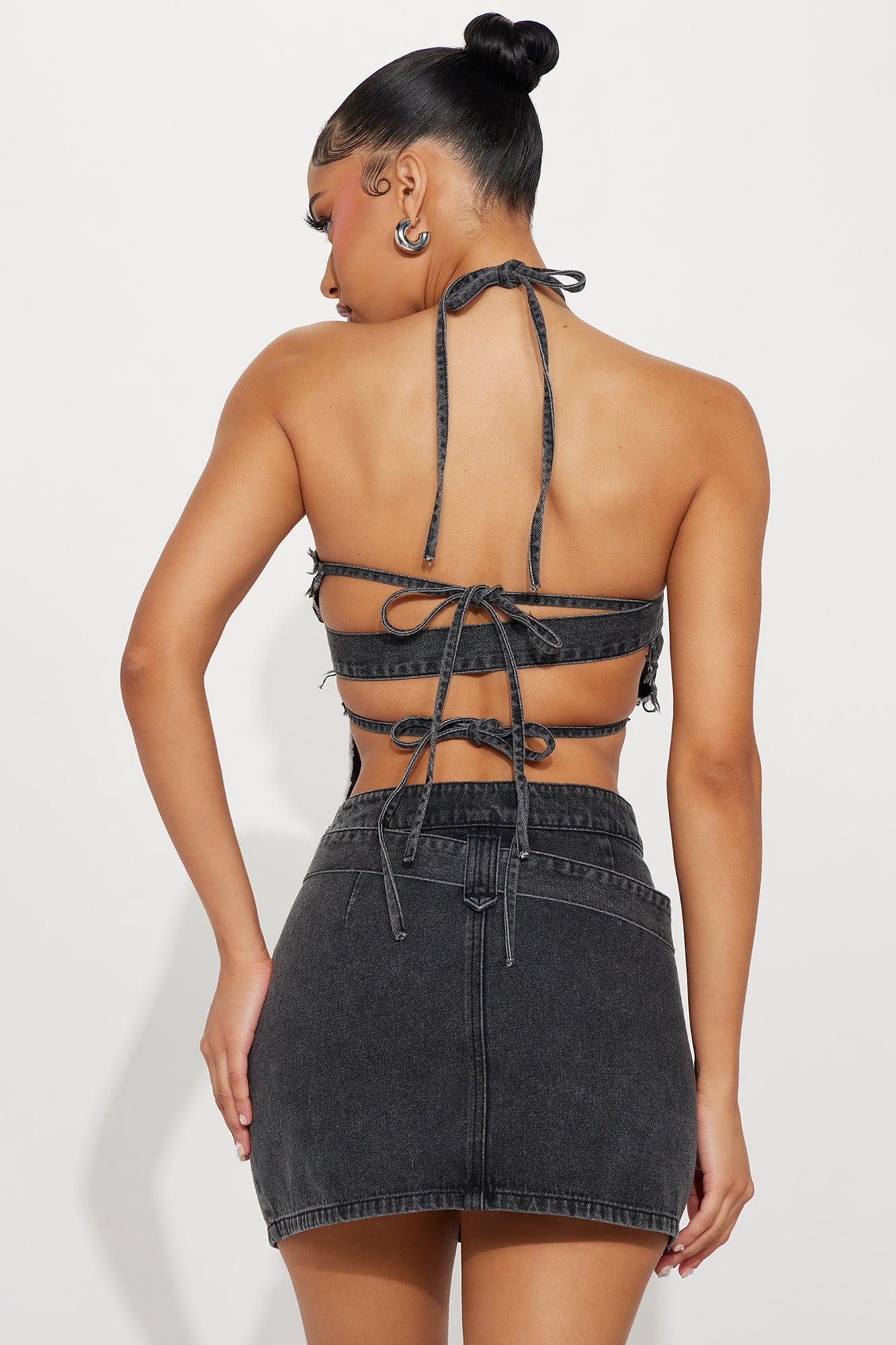 True Star Denim Skirt Set - Black Wash Product Image