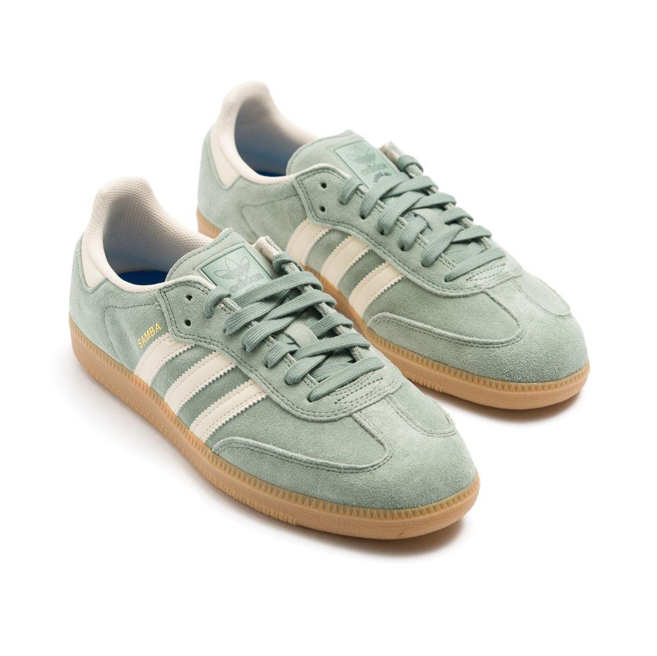 Adidas Skateboarding Samba ADV Men's Skate Shoe - Silver Green/White/Metallic Gold Product Image
