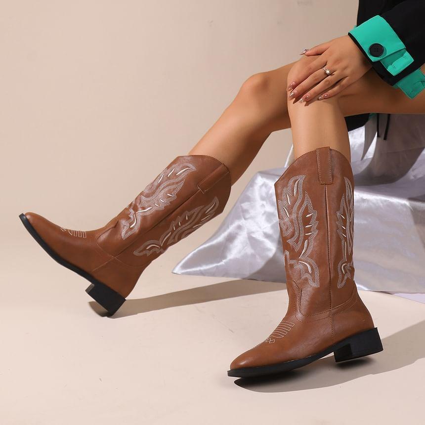 Cowboy Mid Calf Boots Product Image