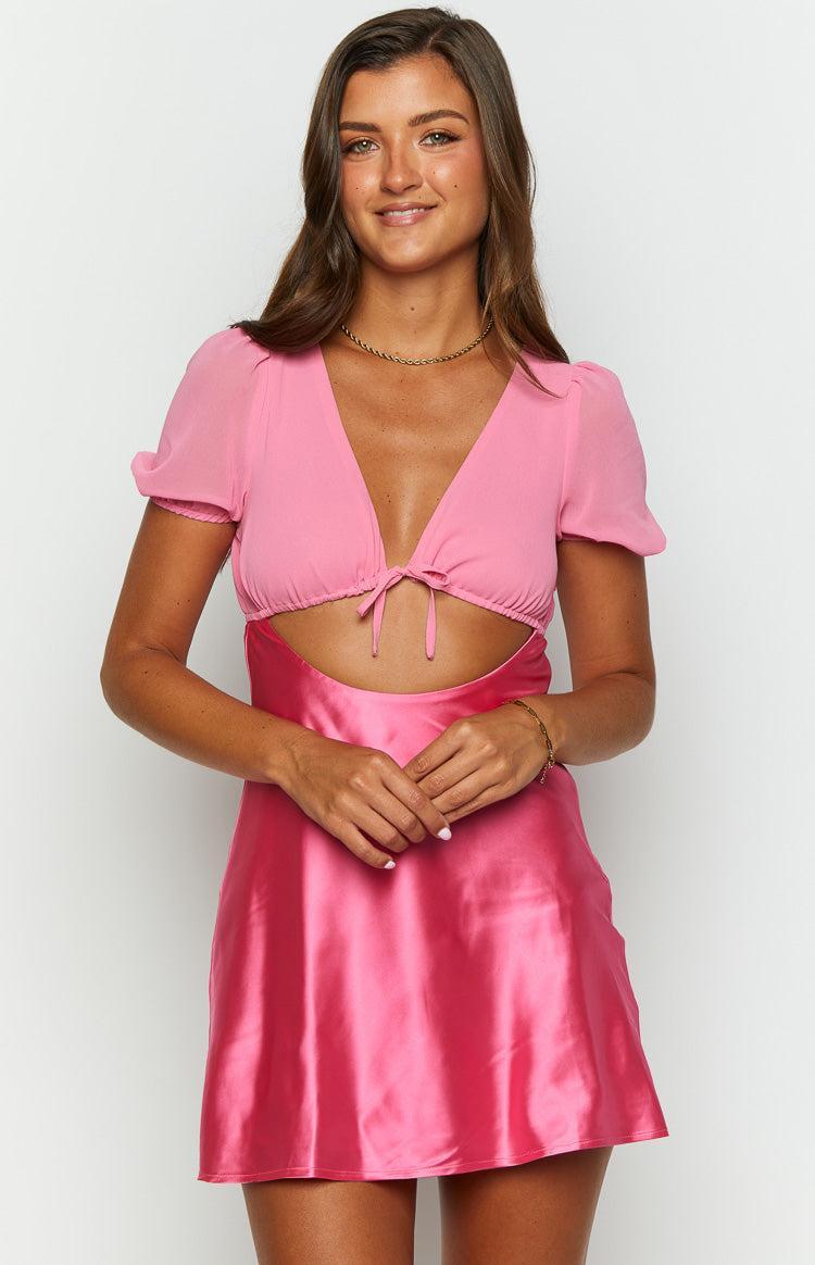 Maxine Pink Cap Sleeve Mini Dress Product Image