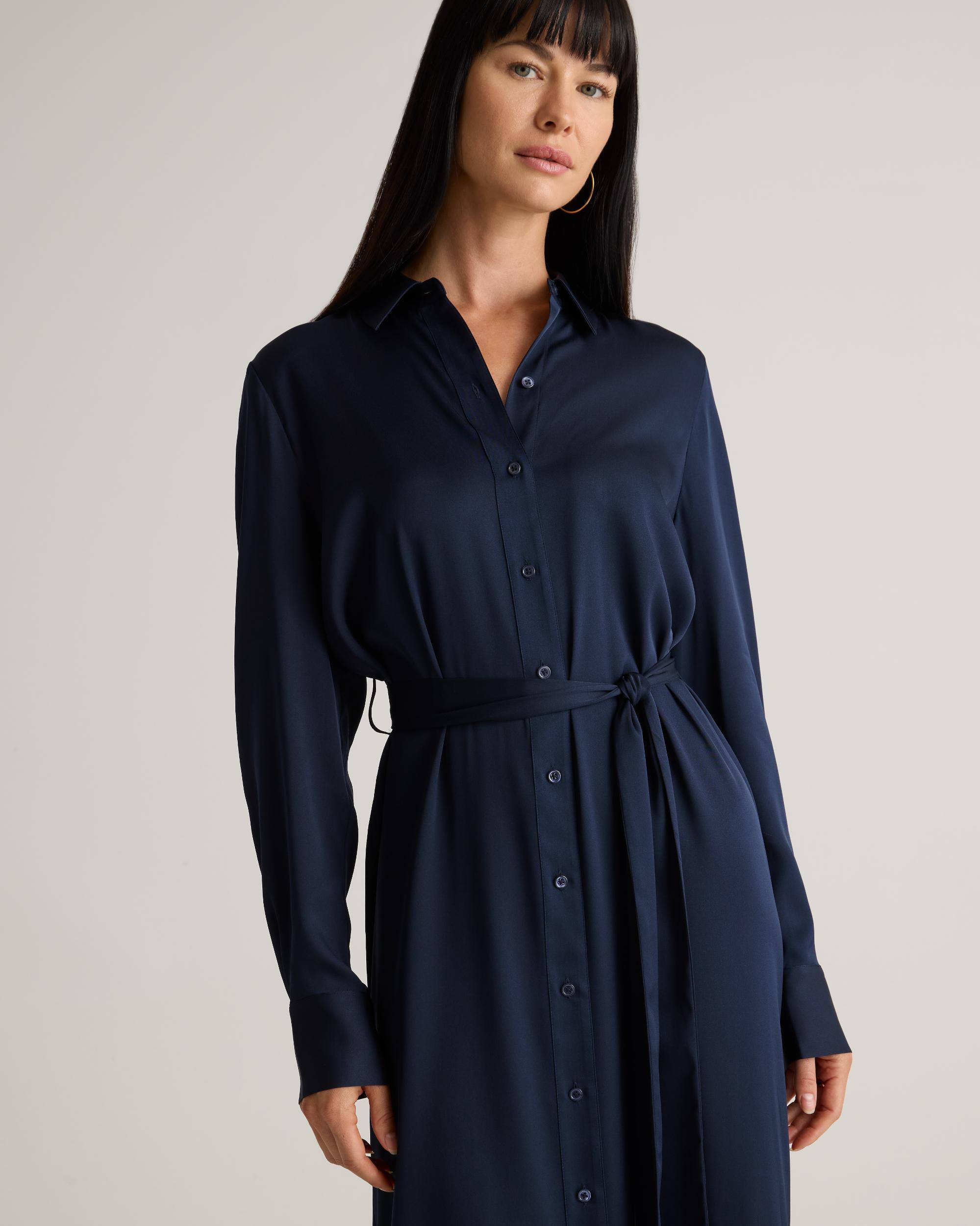 Quince | Women's Washable Stretch Silk Maxi Shirt Dress Product Image