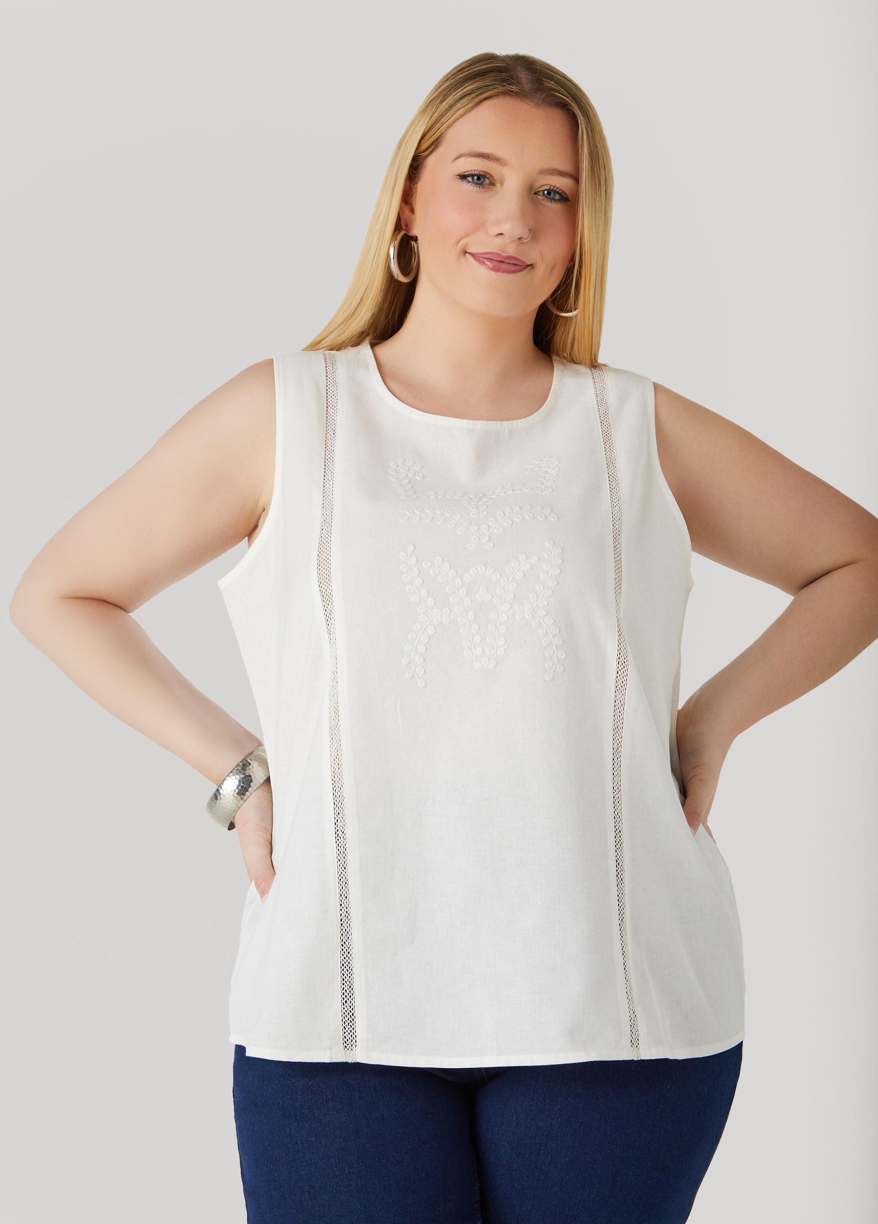 Embroidered Cotton And Linen Top Product Image