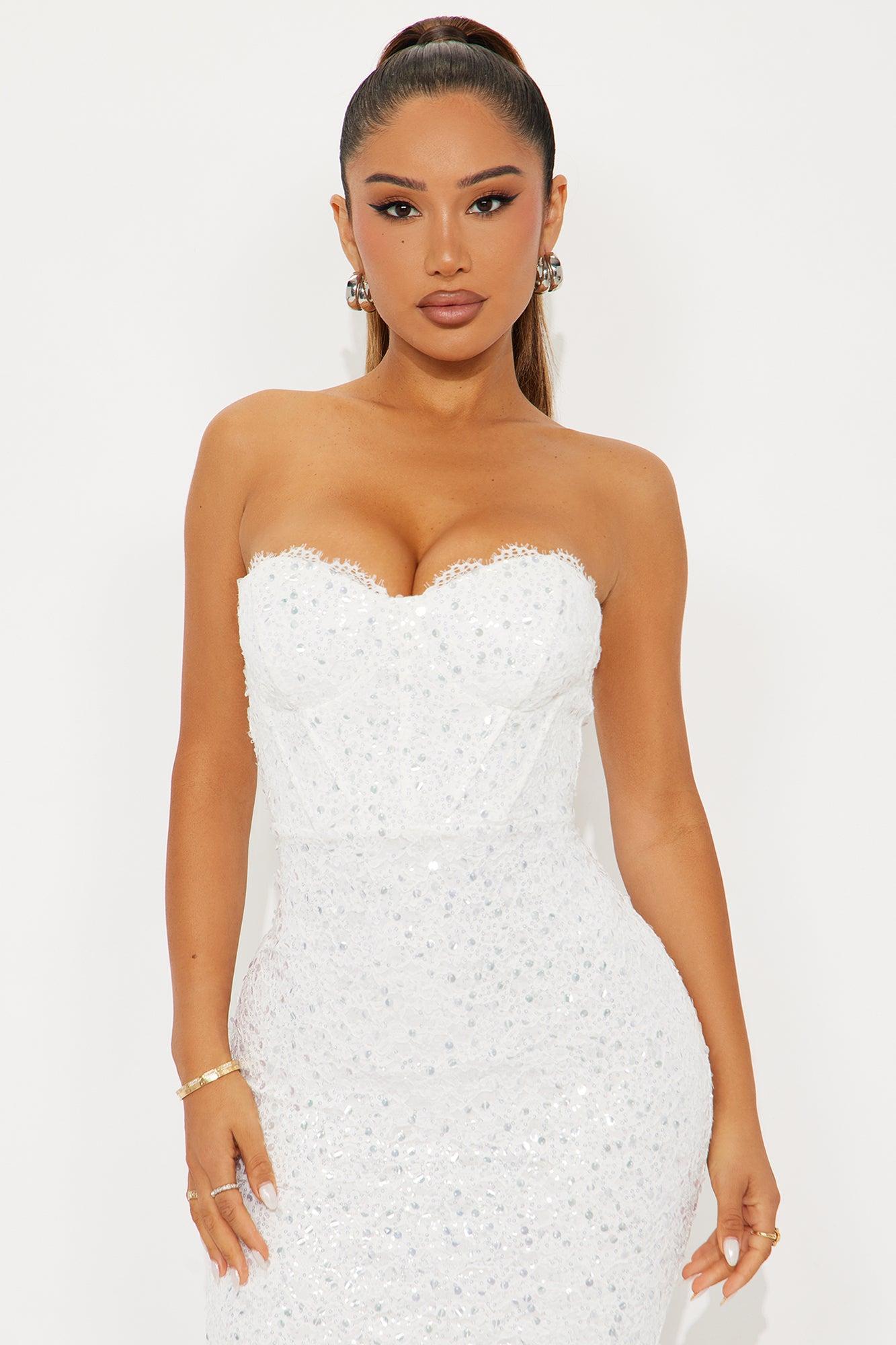 Jenny Sequin Midi Dress - White Product Image