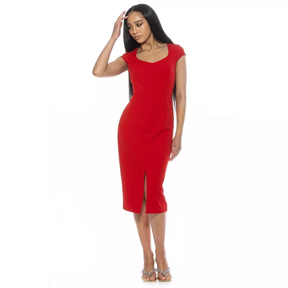 Women's ALEXIA ADMOR Gia Sweetheart Cap Sleeve Front Slit Dress, Size: Medium, Yellow Team Product Image
