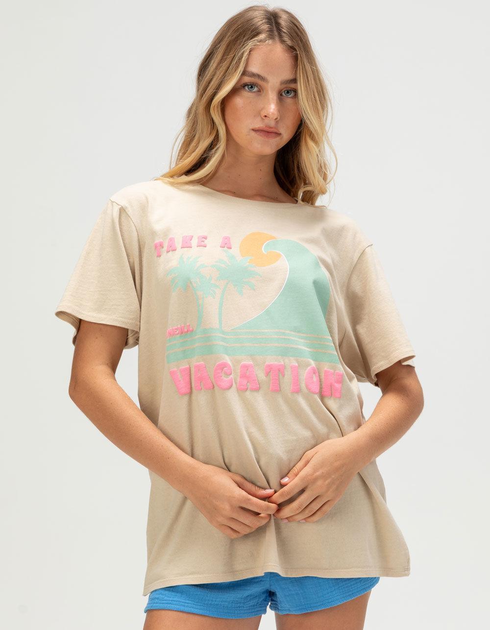 O'NEILL Take A Vacation Womens Boyfriend Tee - TAN Product Image
