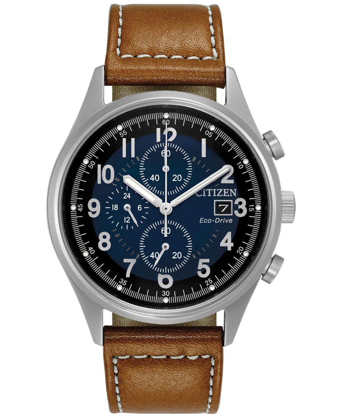 Citizen Eco-Drive Men's Chandler Leather Watch - CA0621-05L, Size: Large, Brown Product Image