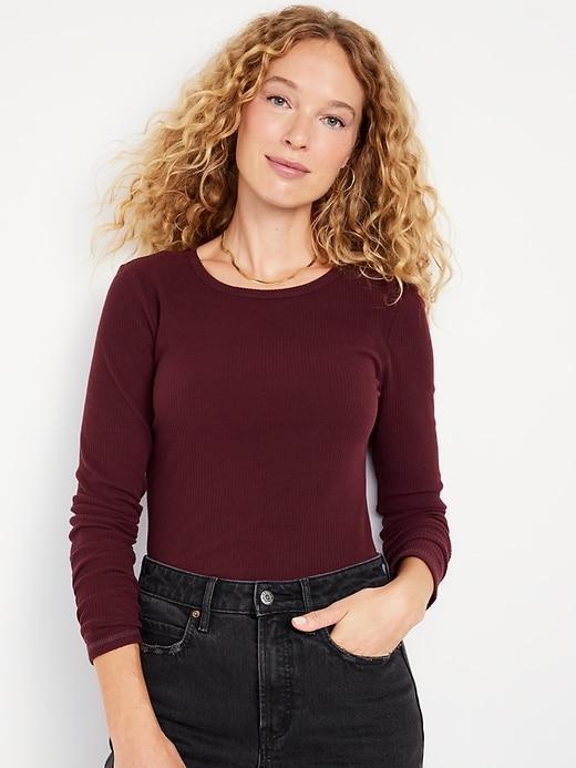 Plush Long-Sleeve Crew-Neck T-Shirt Product Image