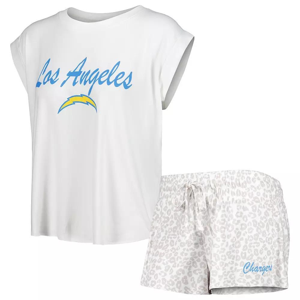 Women's Concepts Sport White/Cream Los Angeles Chargers Montana Knit T-Shirt & Shorts Sleep Set, Size: 2XL Product Image