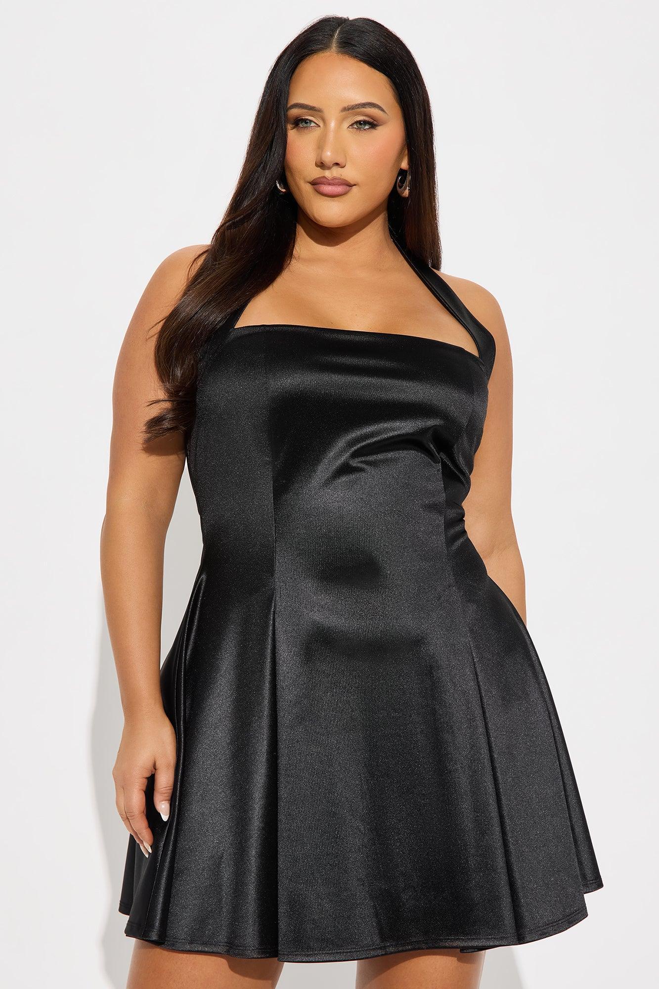 Alena Halter Satin Mini Dress - Black Female Product Image