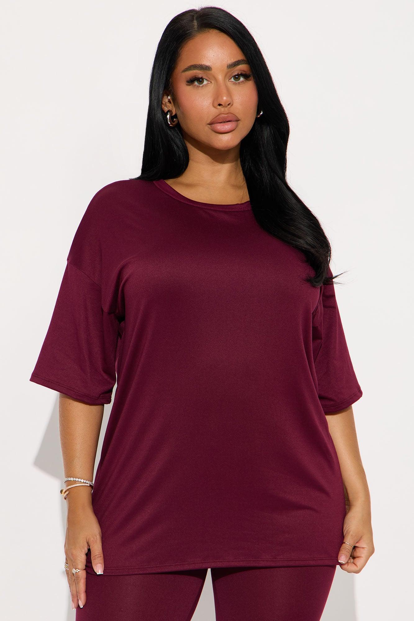 Weekend Vibes Capri Set - Burgundy Product Image