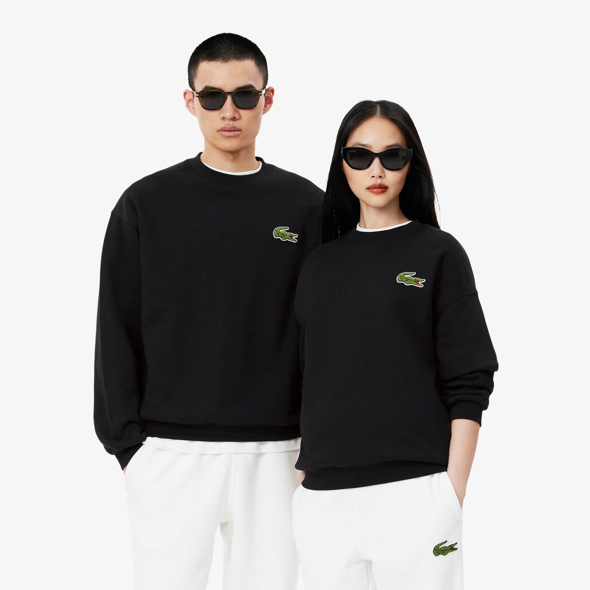Loose Fit Badge Accent Fleece Sweatshirt Product Image