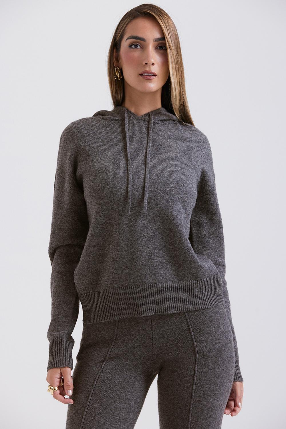 Jionni Charcoal Cashmere Blend Hoodie Product Image