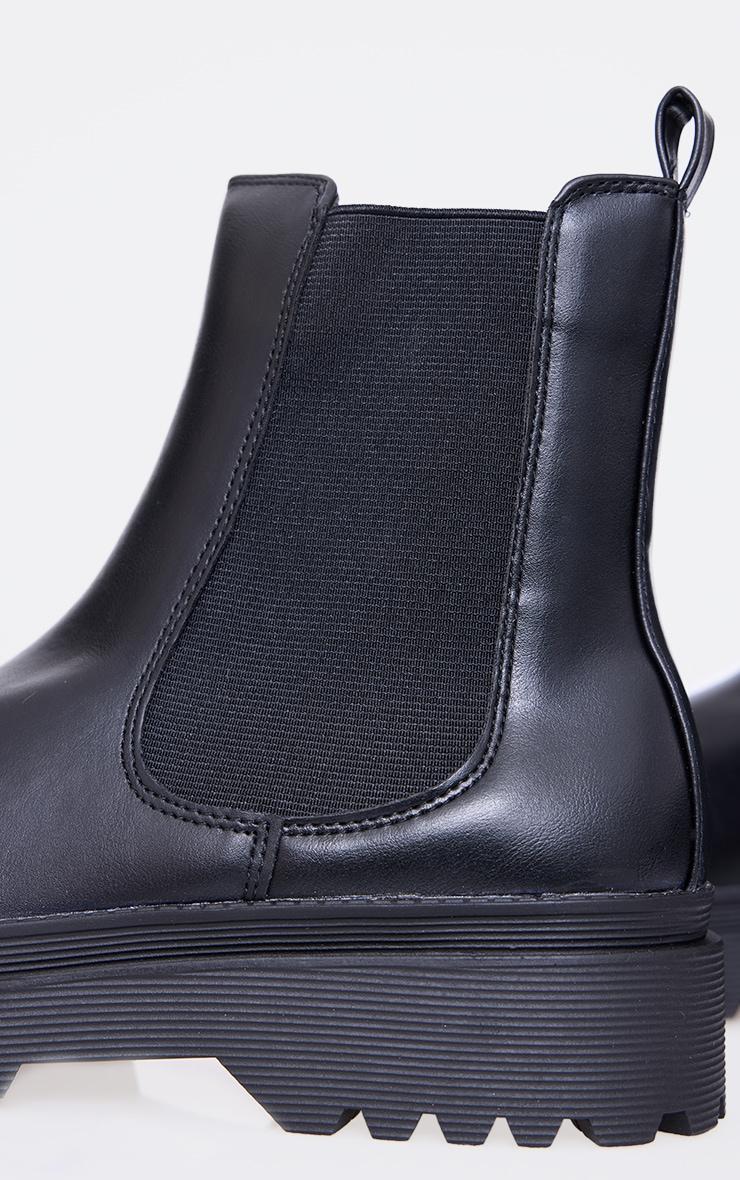 Black  Pu Round Toe Chelsea Ankle Boots Product Image