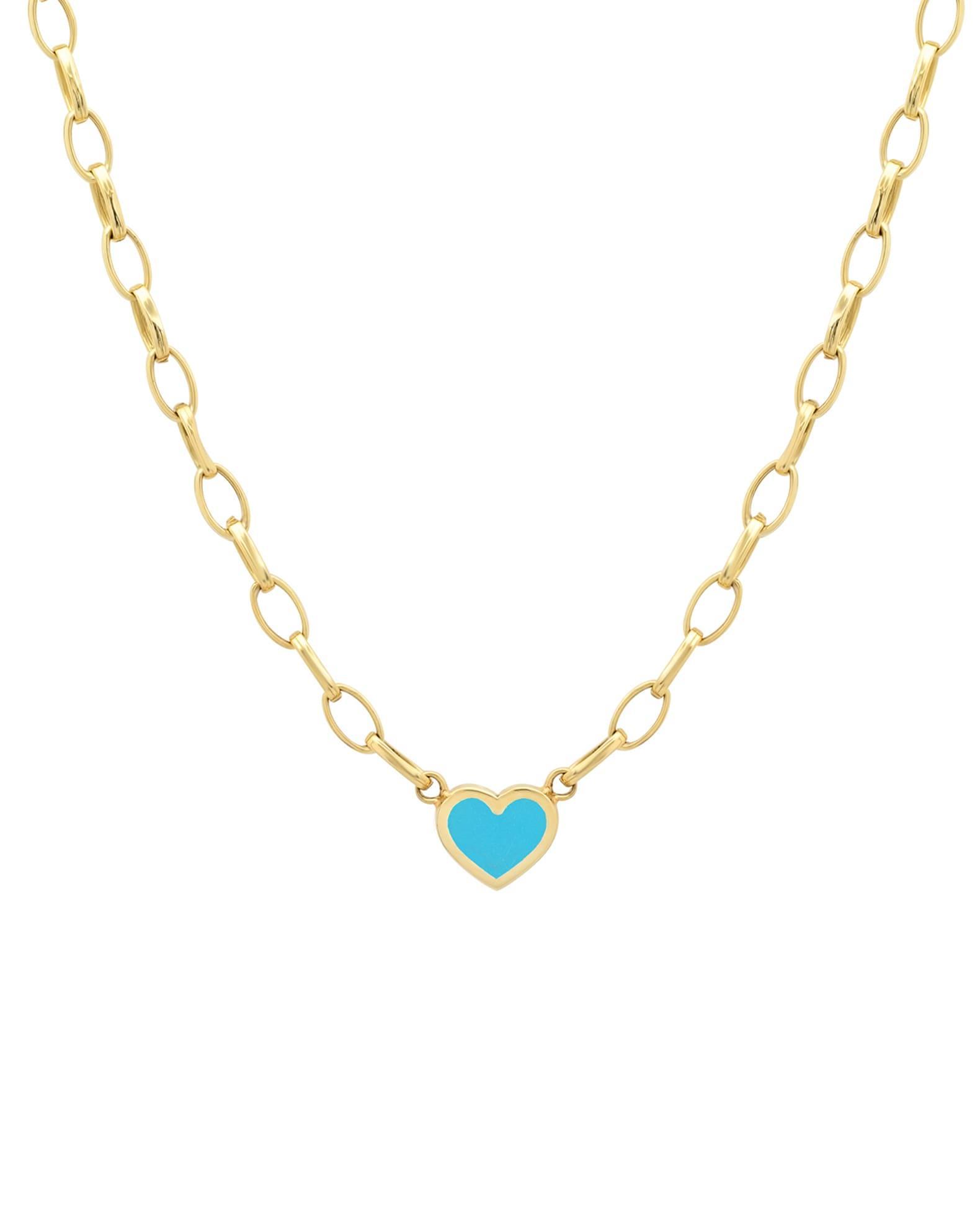18k Gold Heart-Shaped Pendant Chain Necklace Product Image