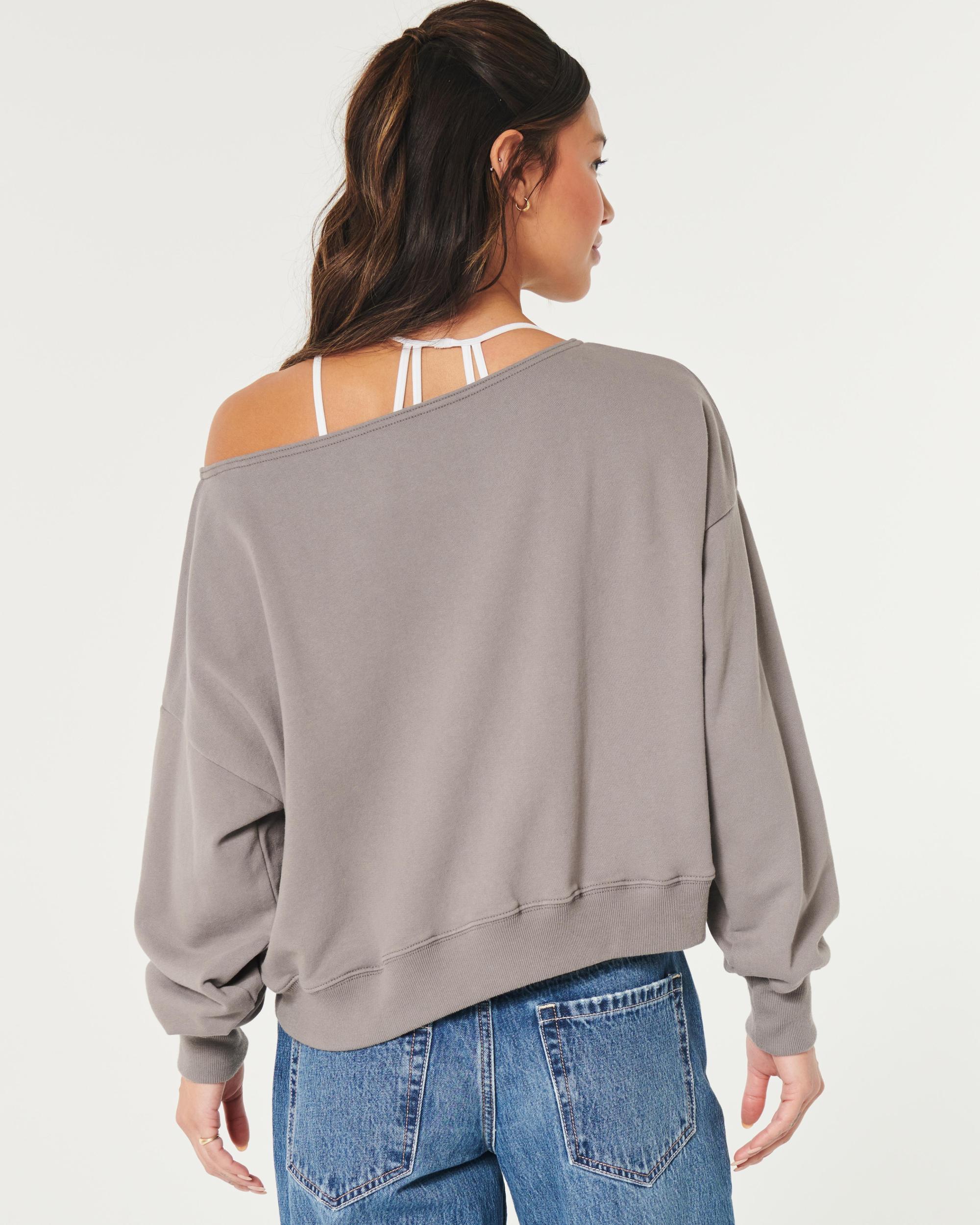 Easy Terry Off-the-Shoulder Sweatshirt Product Image