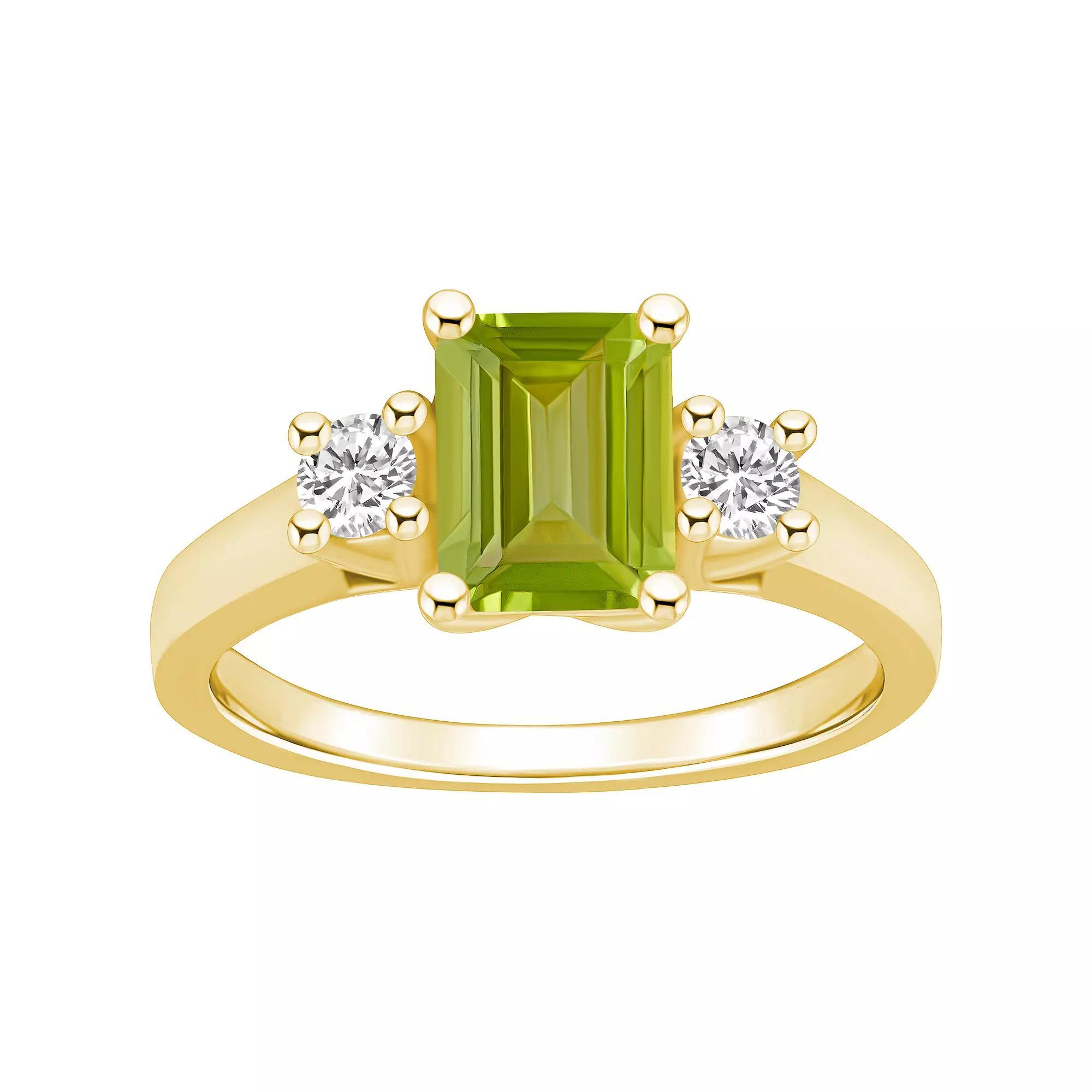 Alyson Layne 14k Gold Emerald Cut Peridot & 1/4 Carat T.W. Diamond Ring, Womens Green Product Image