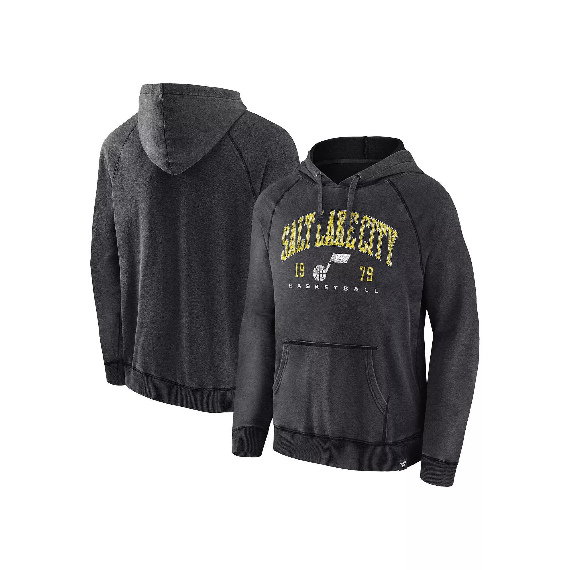 Men's Fanatics Branded Heather Charcoal Utah Jazz Foul Trouble Snow Wash Raglan Pullover Hoodie, Size: 4XL, Jaz Charco Product Image