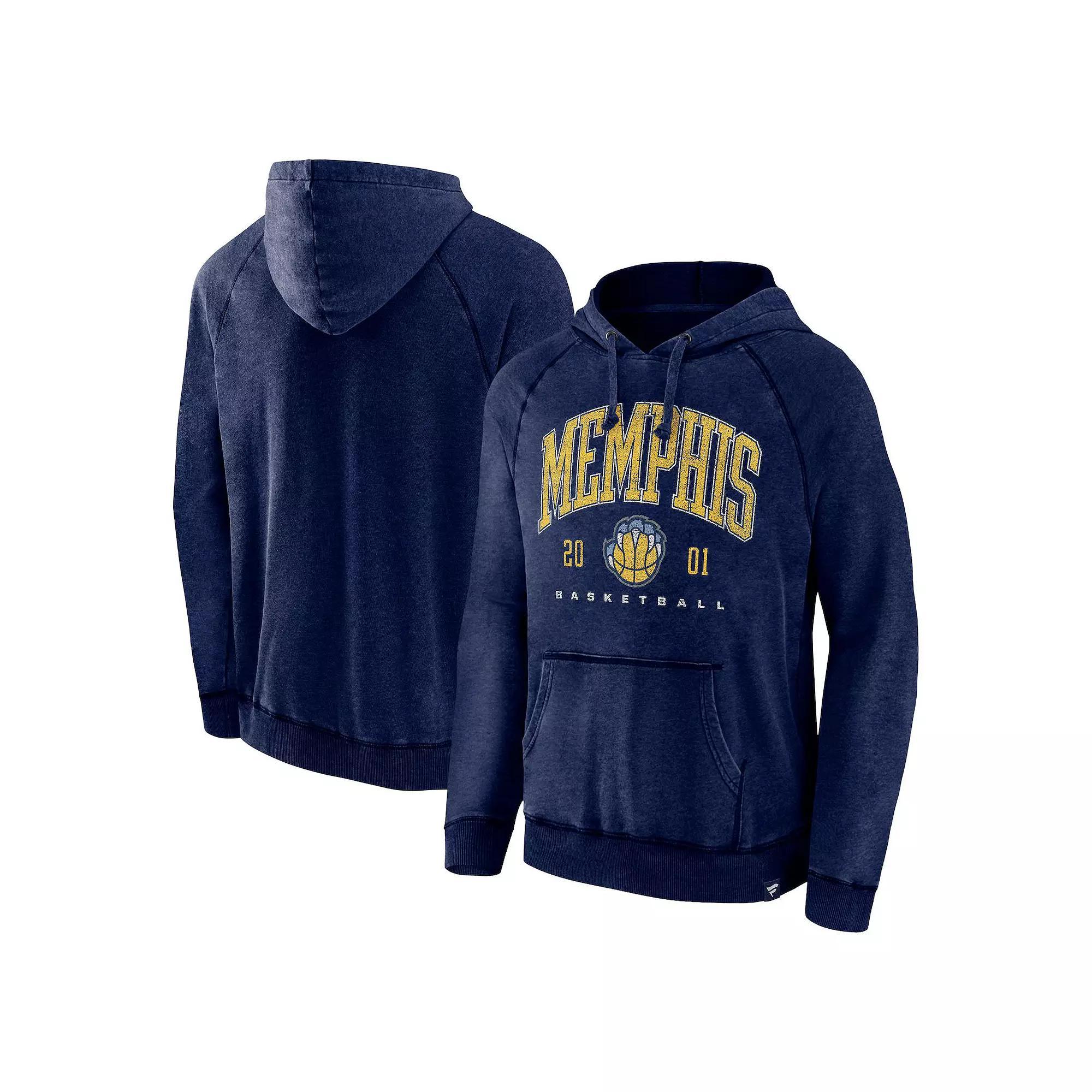 Men's Fanatics Branded Heather Navy Memphis Grizzlies Foul Trouble Snow Wash Raglan Pullover Hoodie, Size: Large, Grz Team Product Image