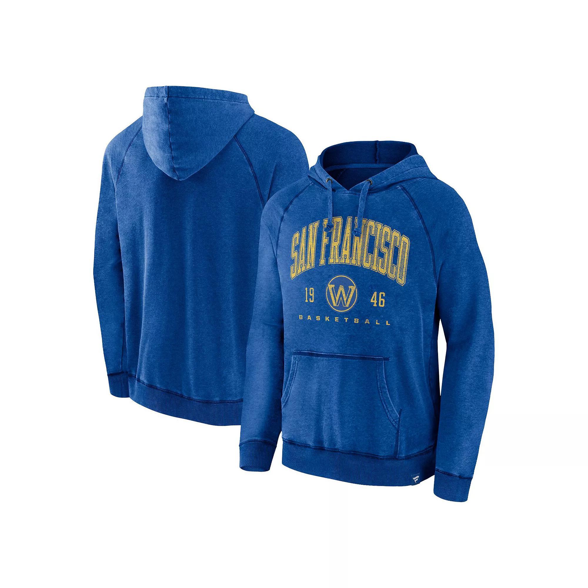 Men's Fanatics Branded Heather Royal Golden State Warriors Foul Trouble Snow Wash Raglan Pullover Hoodie, Size: Medium, Blue Product Image