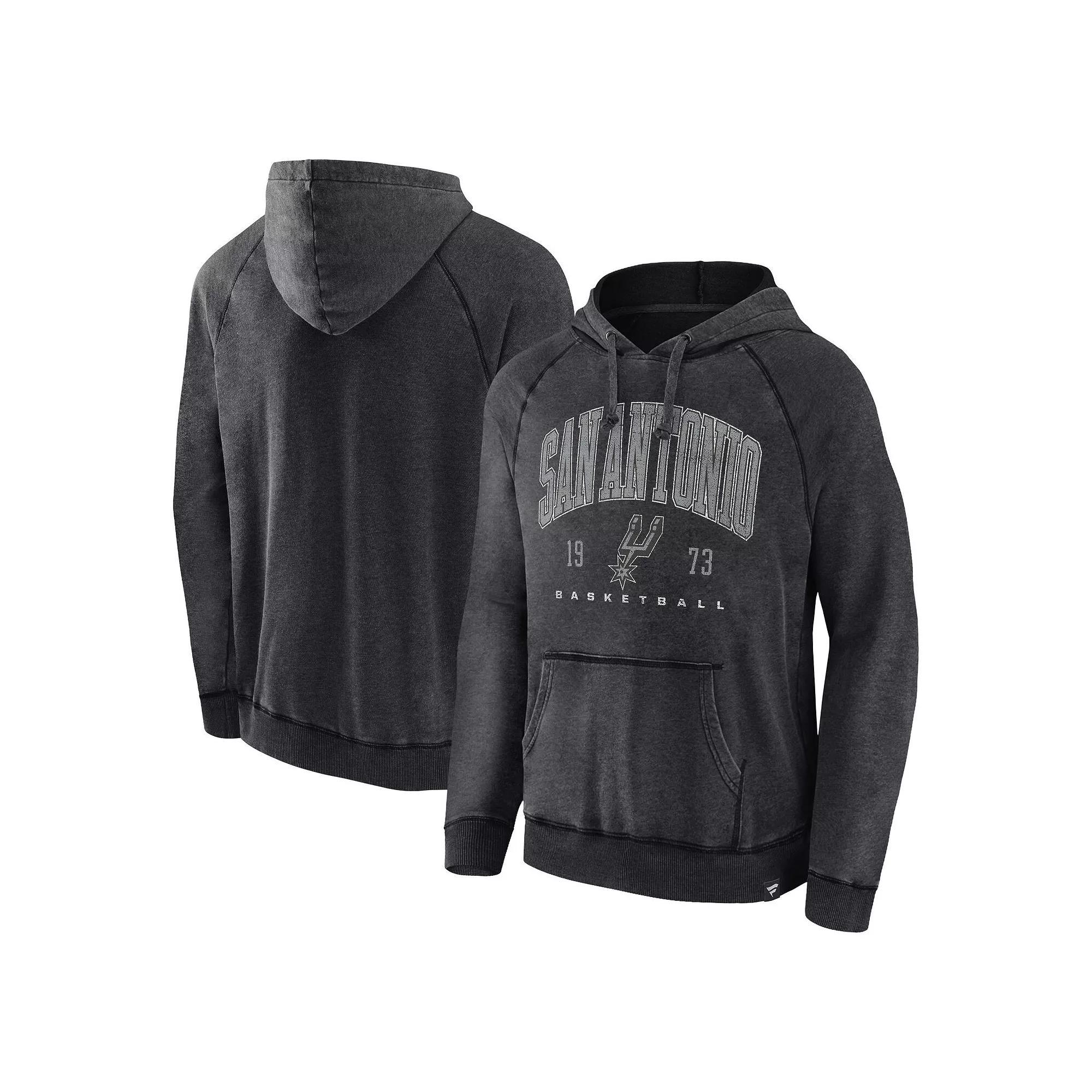 Men's Fanatics Branded Heather Charcoal San Antonio Spurs Foul Trouble Snow Wash Raglan Pullover Hoodie, Size: Large Product Image