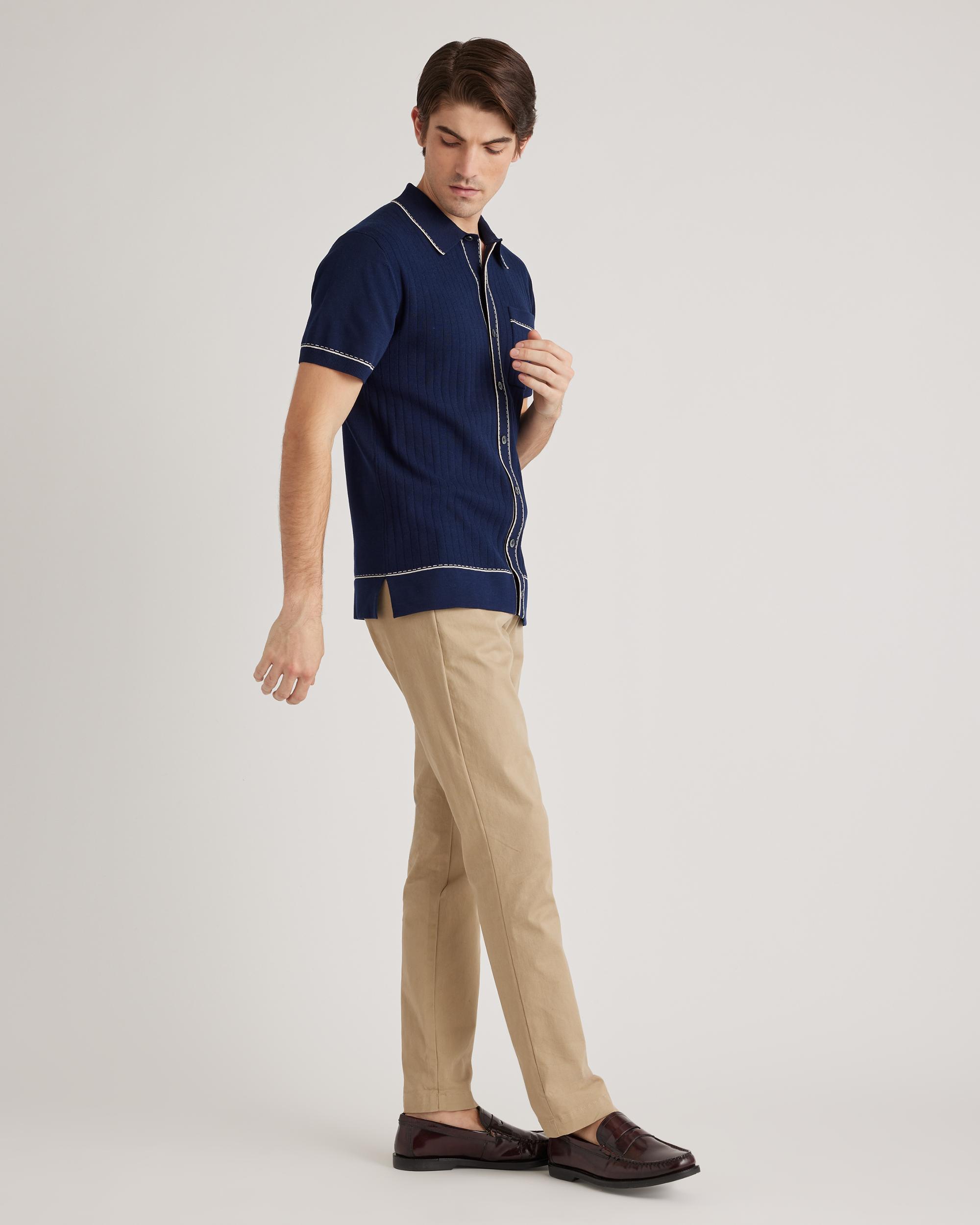 Quince | Men's -Silk Button Down Polo Sweater Size XL, Organic Cotton Product Image