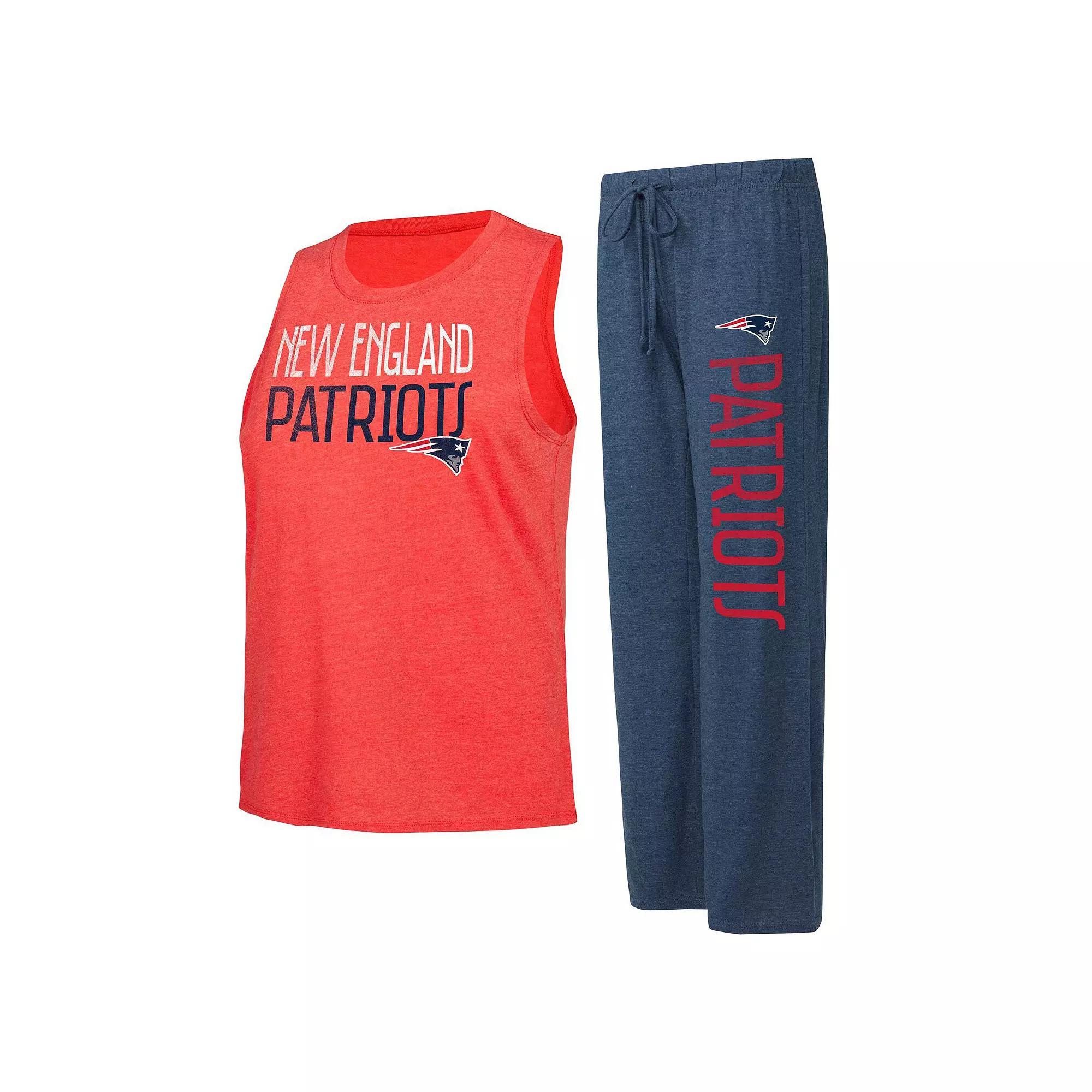 Women's Concepts Sport Navy/Red New England Patriots Muscle Tank Top & Pants Lounge Set, Size: Large, Blue Product Image