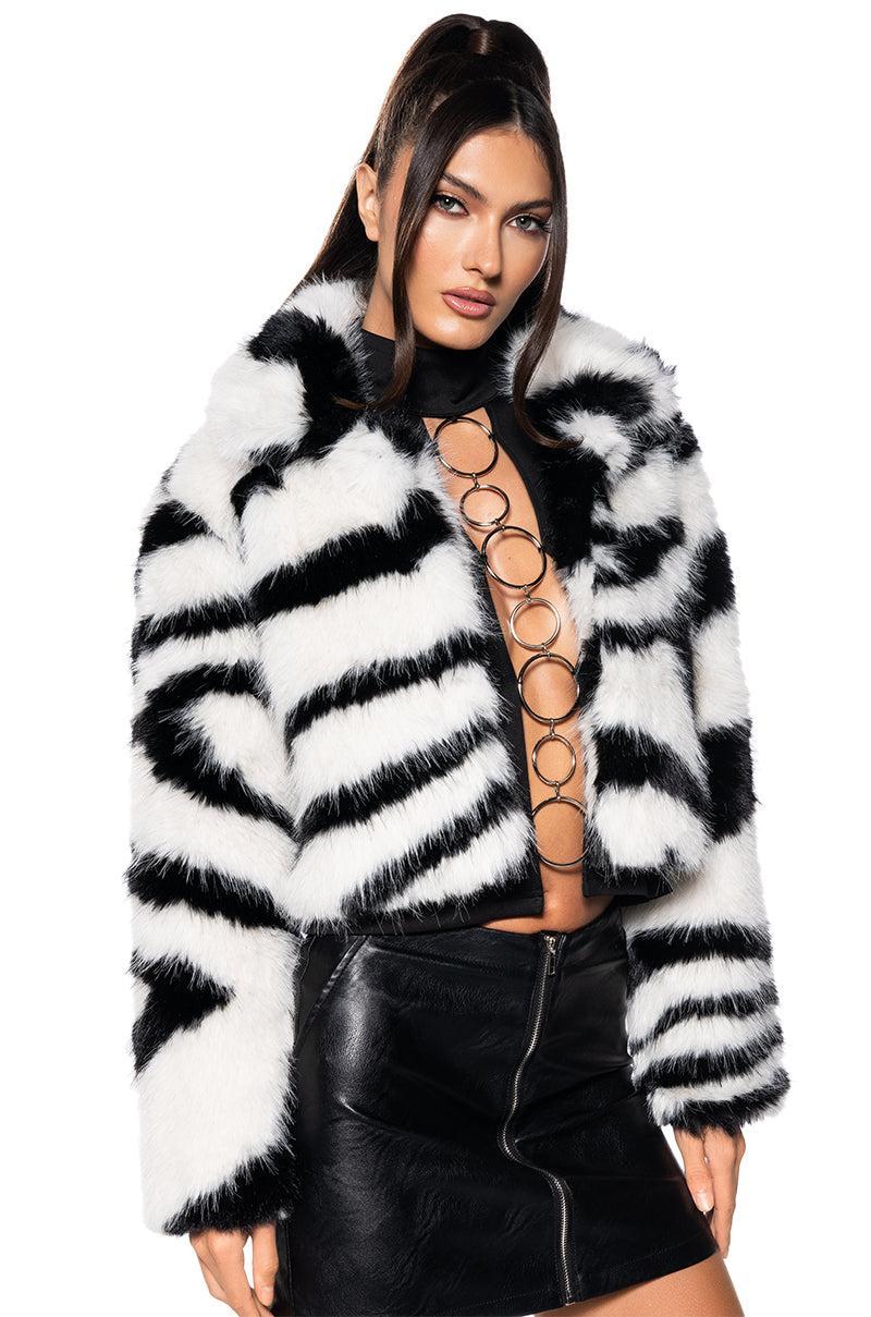 DAYANNE FAUX FUR ZEBRA COAT Product Image
