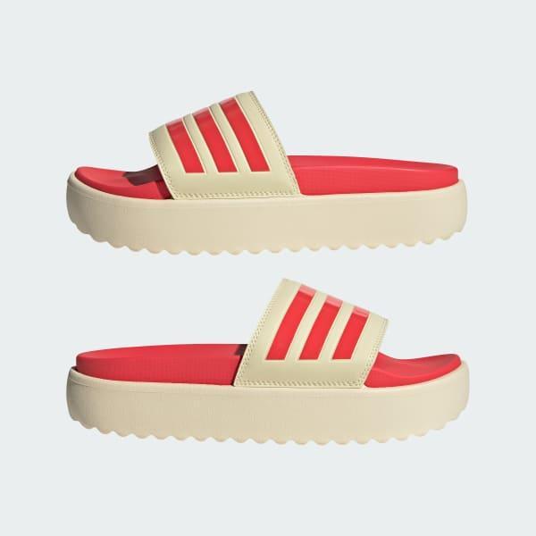 adidas adilette Women's Platform Swimming Slides, Size: 6, Warm White Product Image