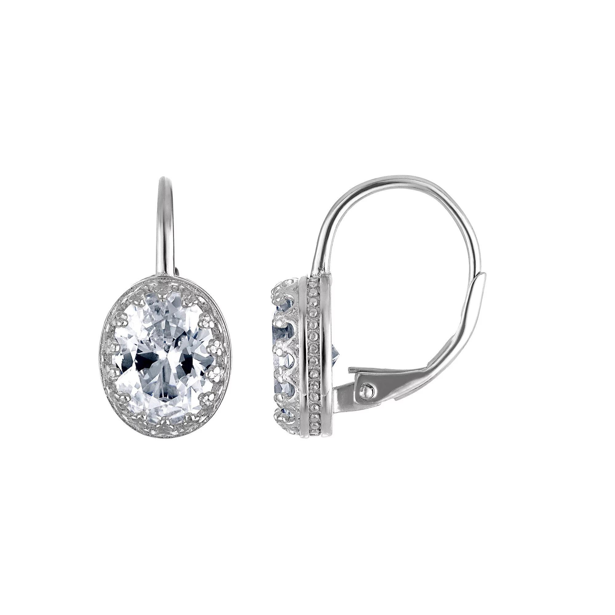Designs by Gioelli Sterling Silver Gemstone Leverback Earrings, Women's, Cr White Blue Product Image