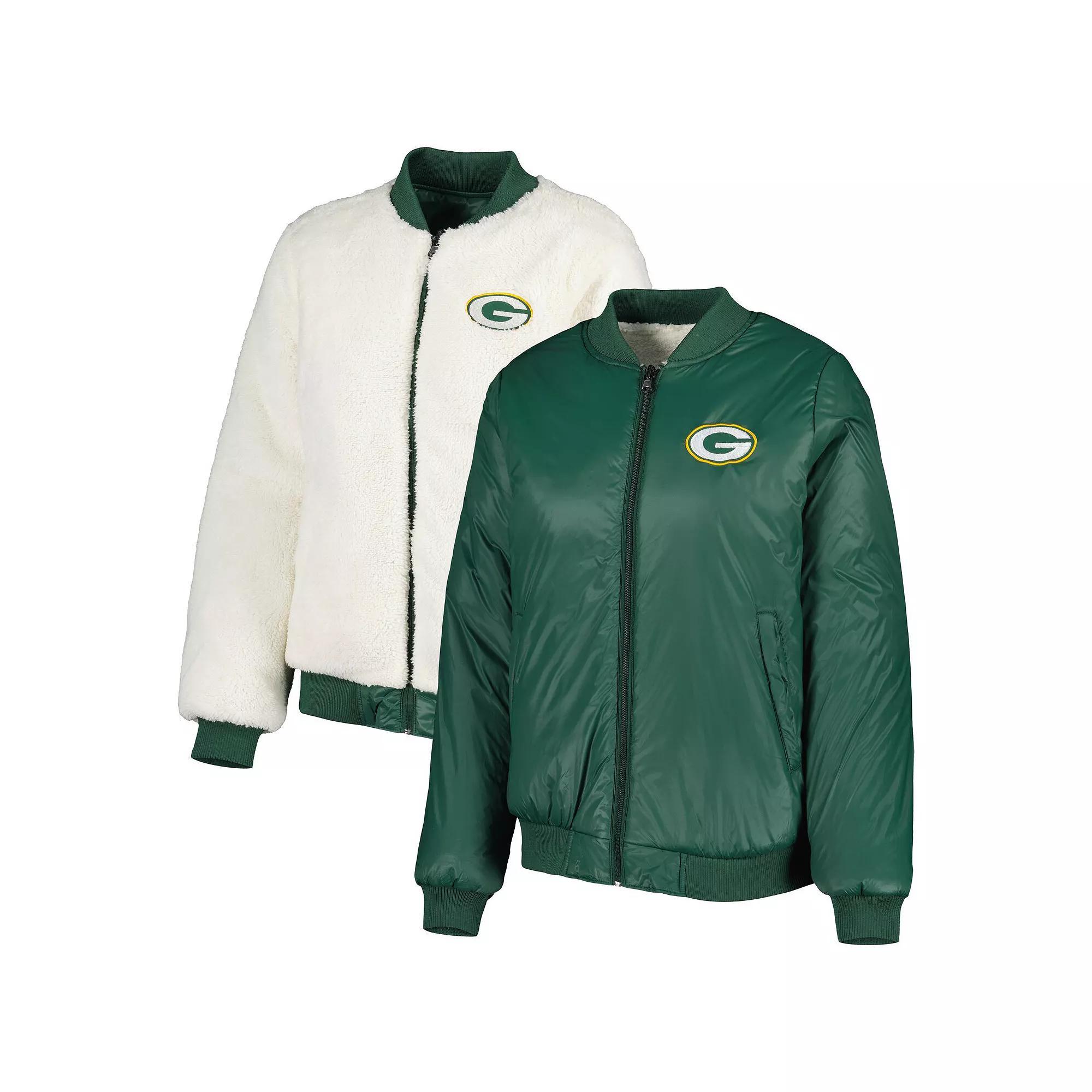 Women's G-III 4Her by Carl Banks Oatmeal/Green Green Bay Packers Switchback Reversible Full-Zip Jacket, Size: XL, Team Product Image