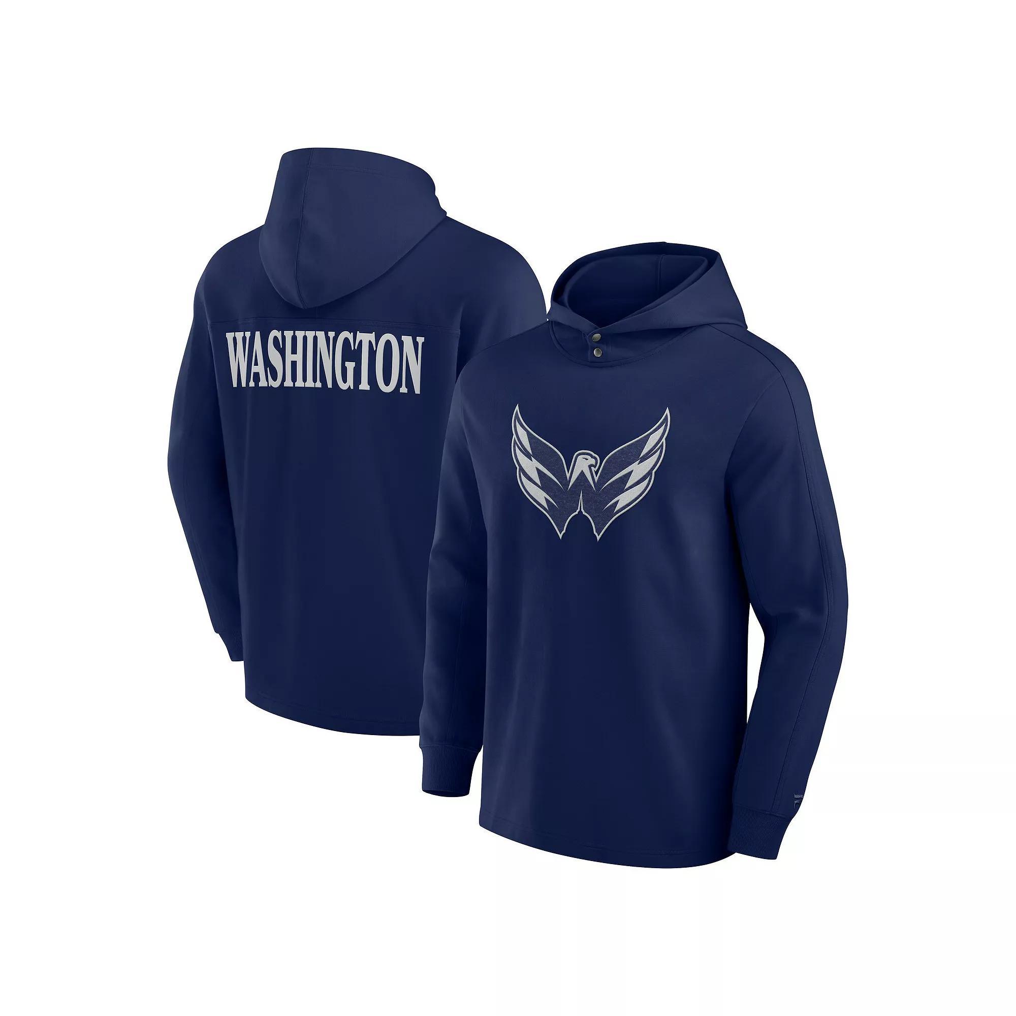 Men's Fanatics Navy Washington Capitals Elements Blaze Tri-Blend Long Sleeve Hoodie T-Shirt, Size: 4XL, Blue Product Image