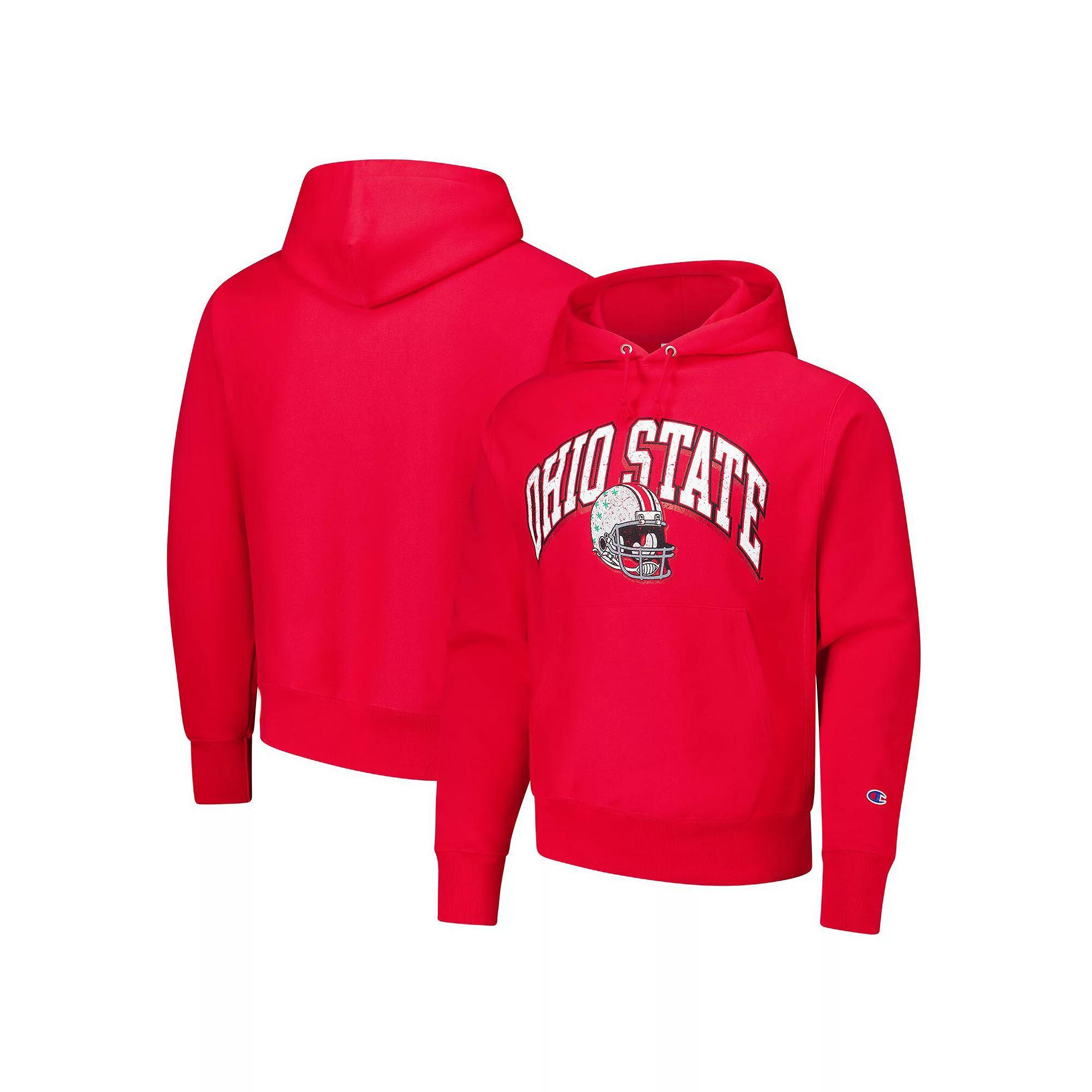 Men's Champion Scarlet Ohio State Buckeyes Vault Late Night Reverse Weave Pullover Hoodie, Size: 2XL, Red Product Image