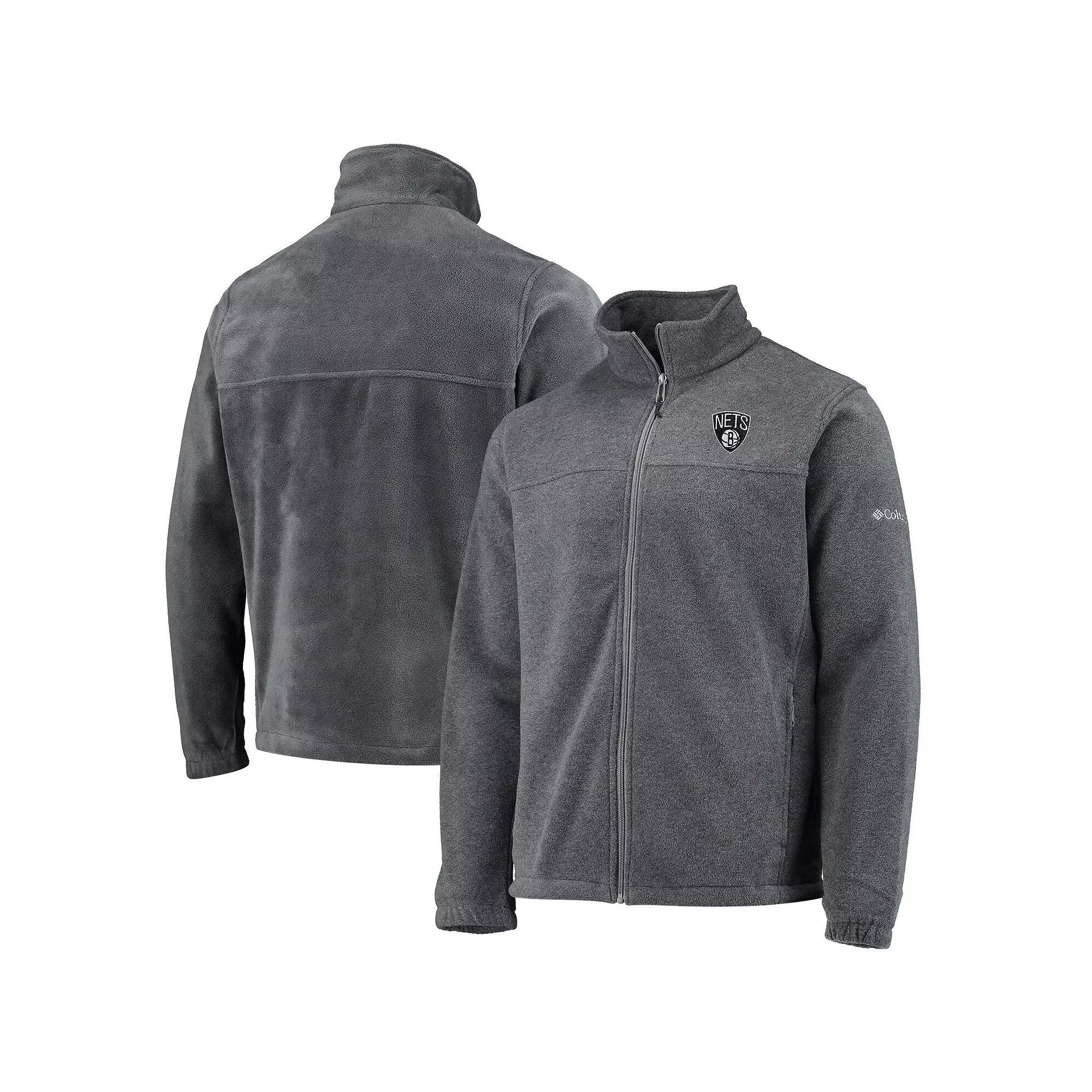 Mens Columbia Brooklyn Nets Heathered Charcoal Flanker Full-Zip Jacket Product Image