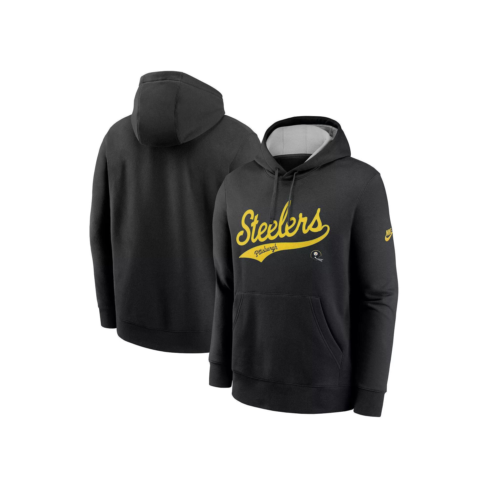 Men's Nike Black Pittsburgh Steelers Rewind Club Logo Pullover Hoodie, Size: Medium Product Image