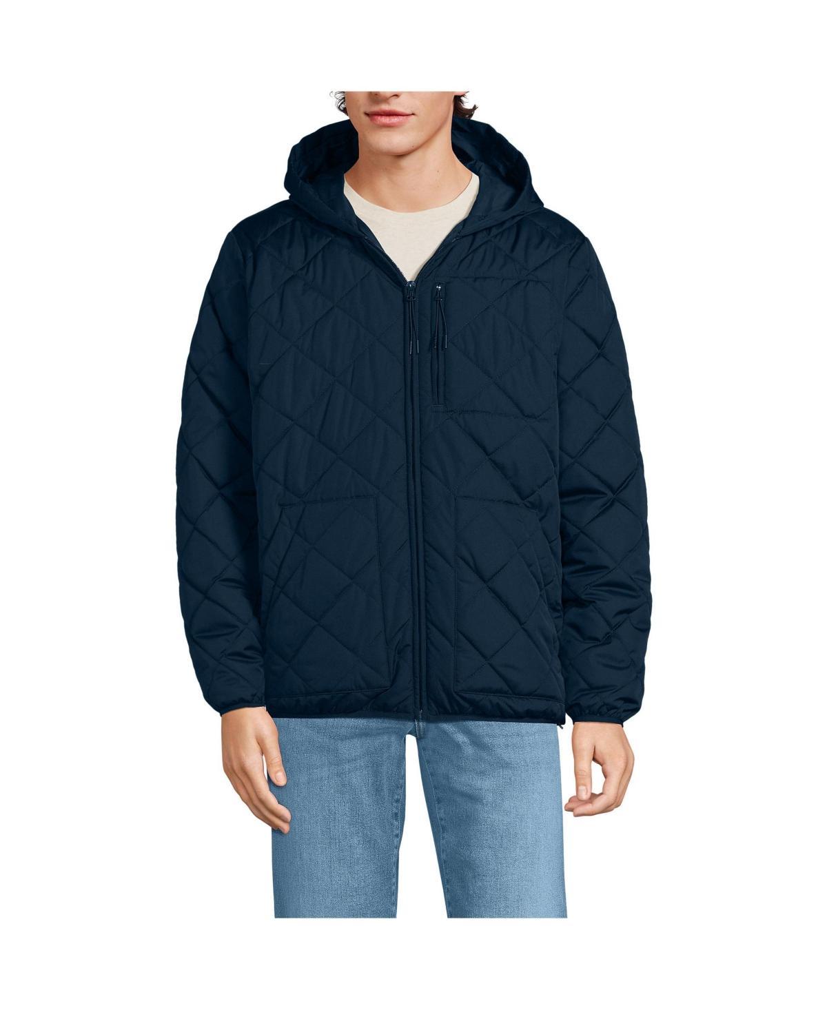 Mens Lands End Diamond Quilted Hooded Jacket Radiant Blue Product Image